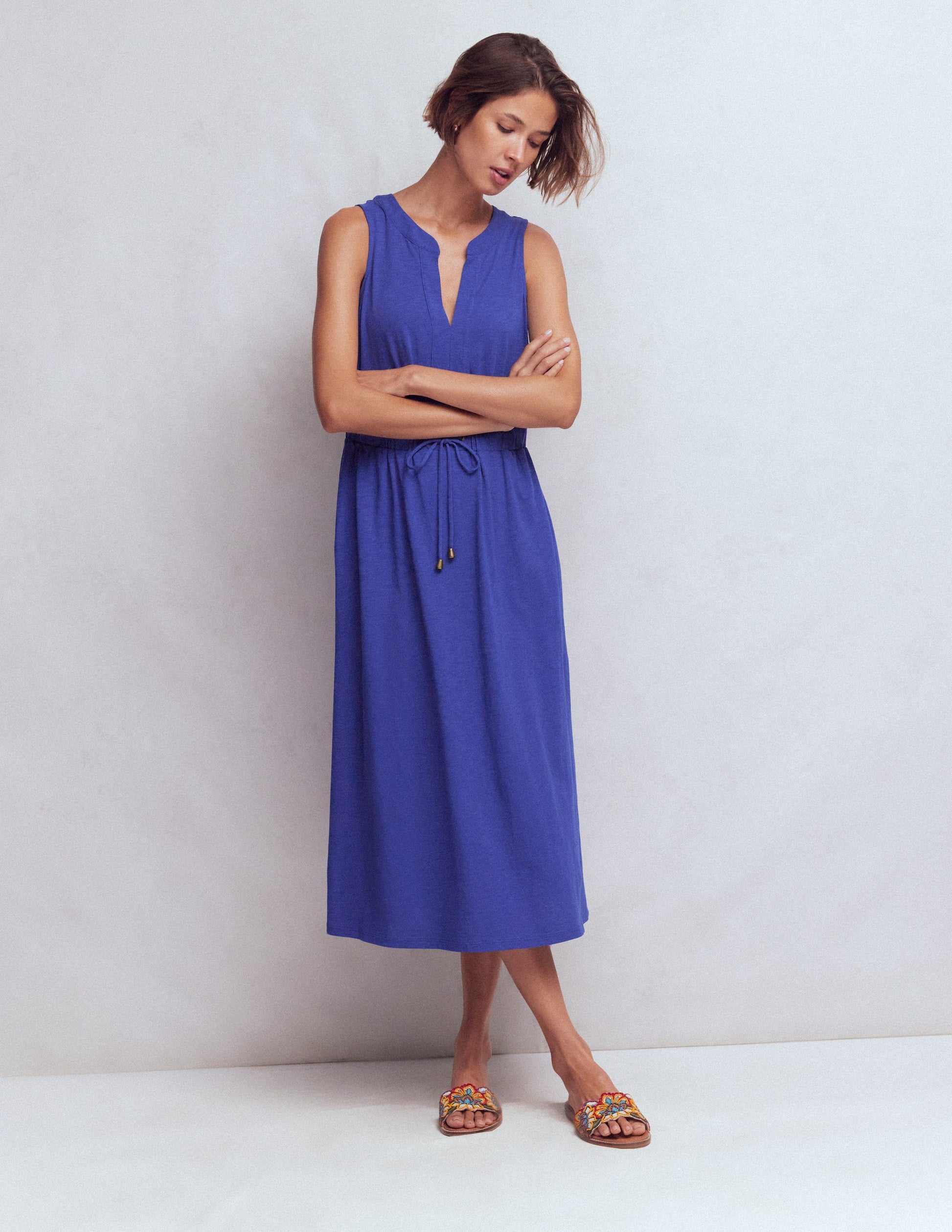 Delphine Midi Jersey Dress-Sapphire Blue-4