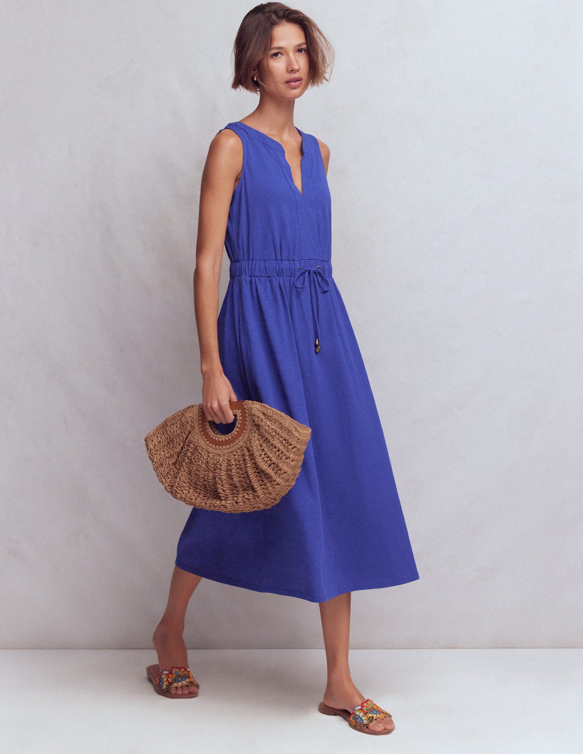 Delphine Midi Jersey Dress-Sapphire Blue-5
