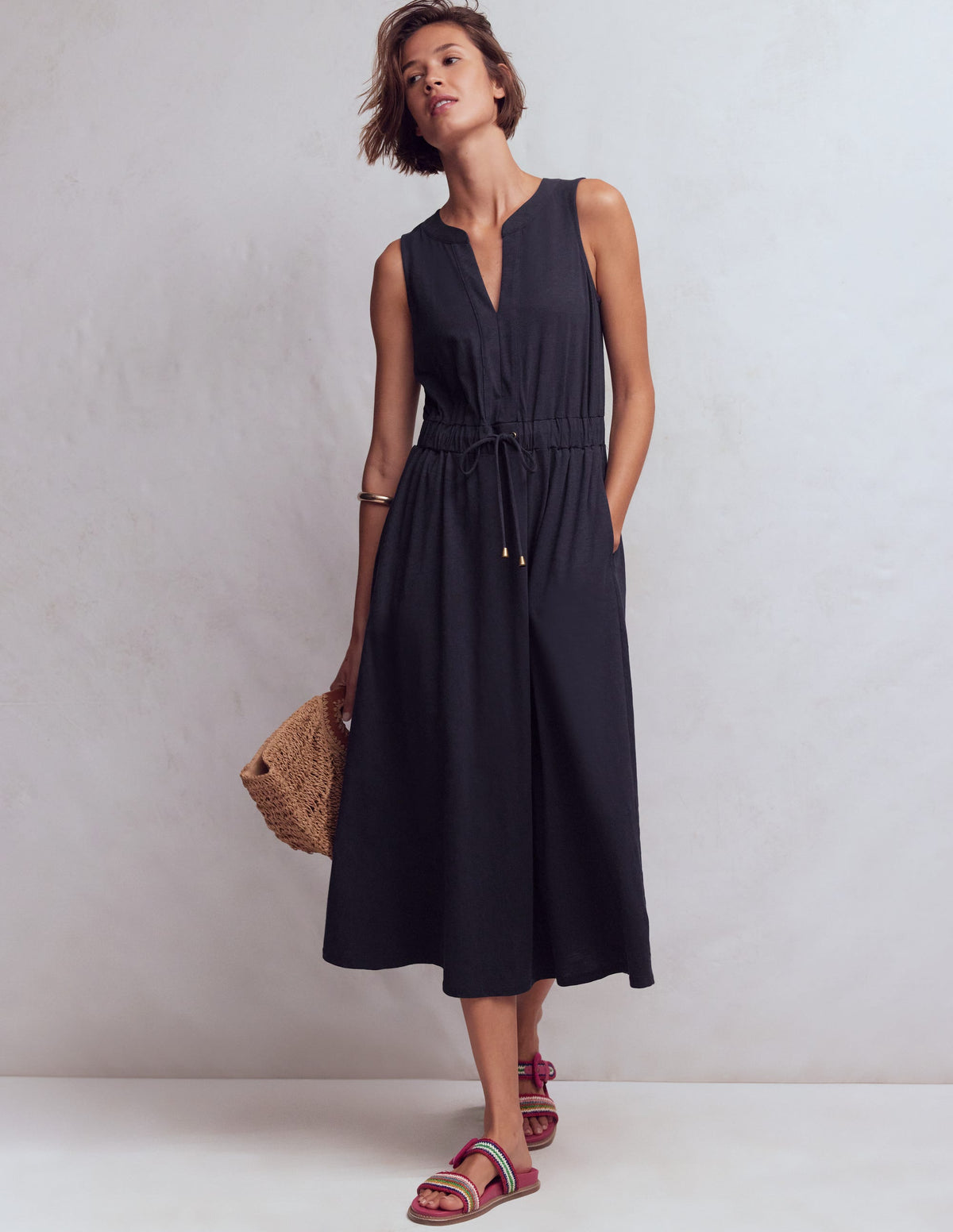 Delphine Midi Jersey Dress-Navy - Image 1