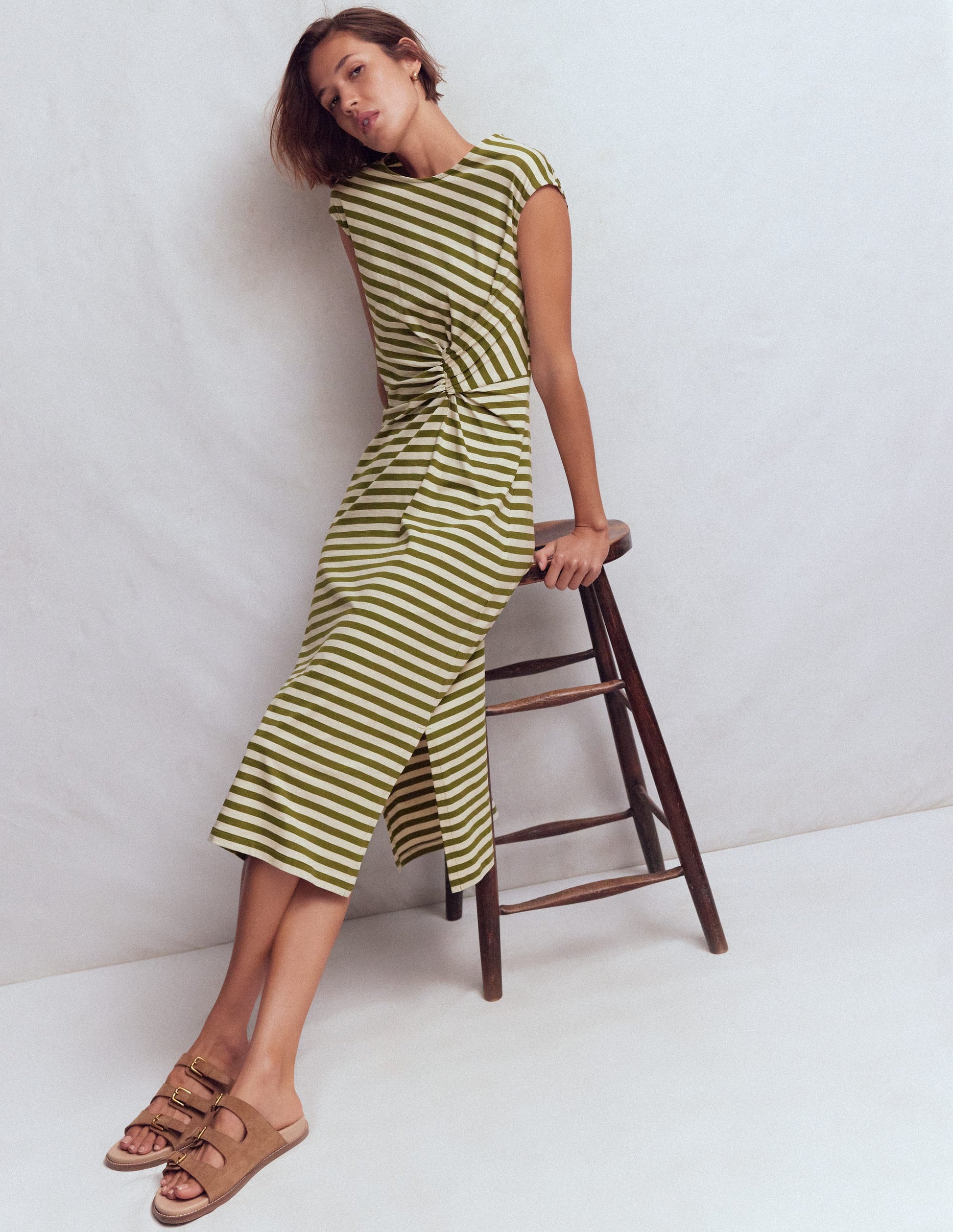 Delilah Twist Midi Dress-Stripe-1