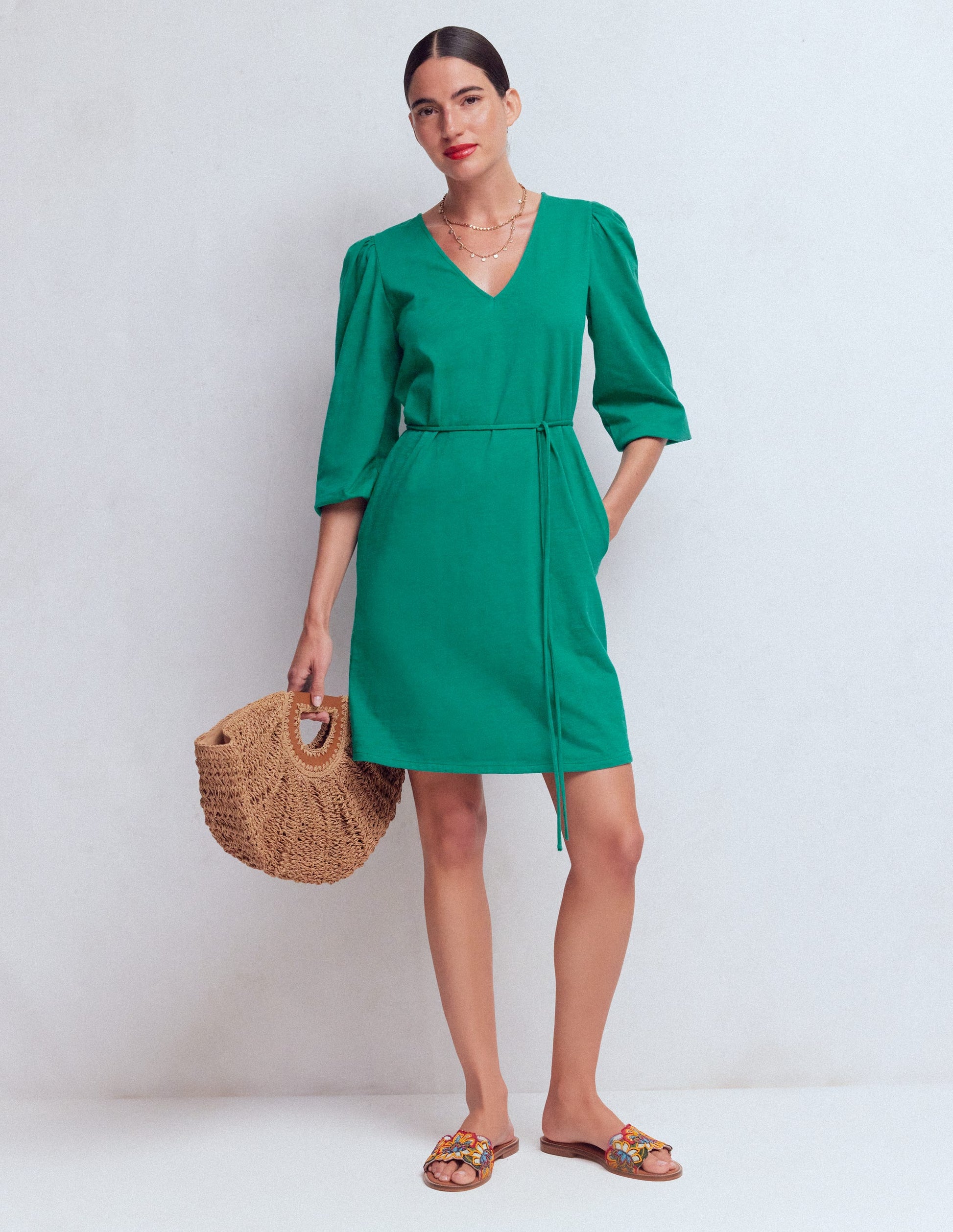 deep v neck jersey dress Halston Luciana Tie-Front Deep V-Neck Jersey Gown