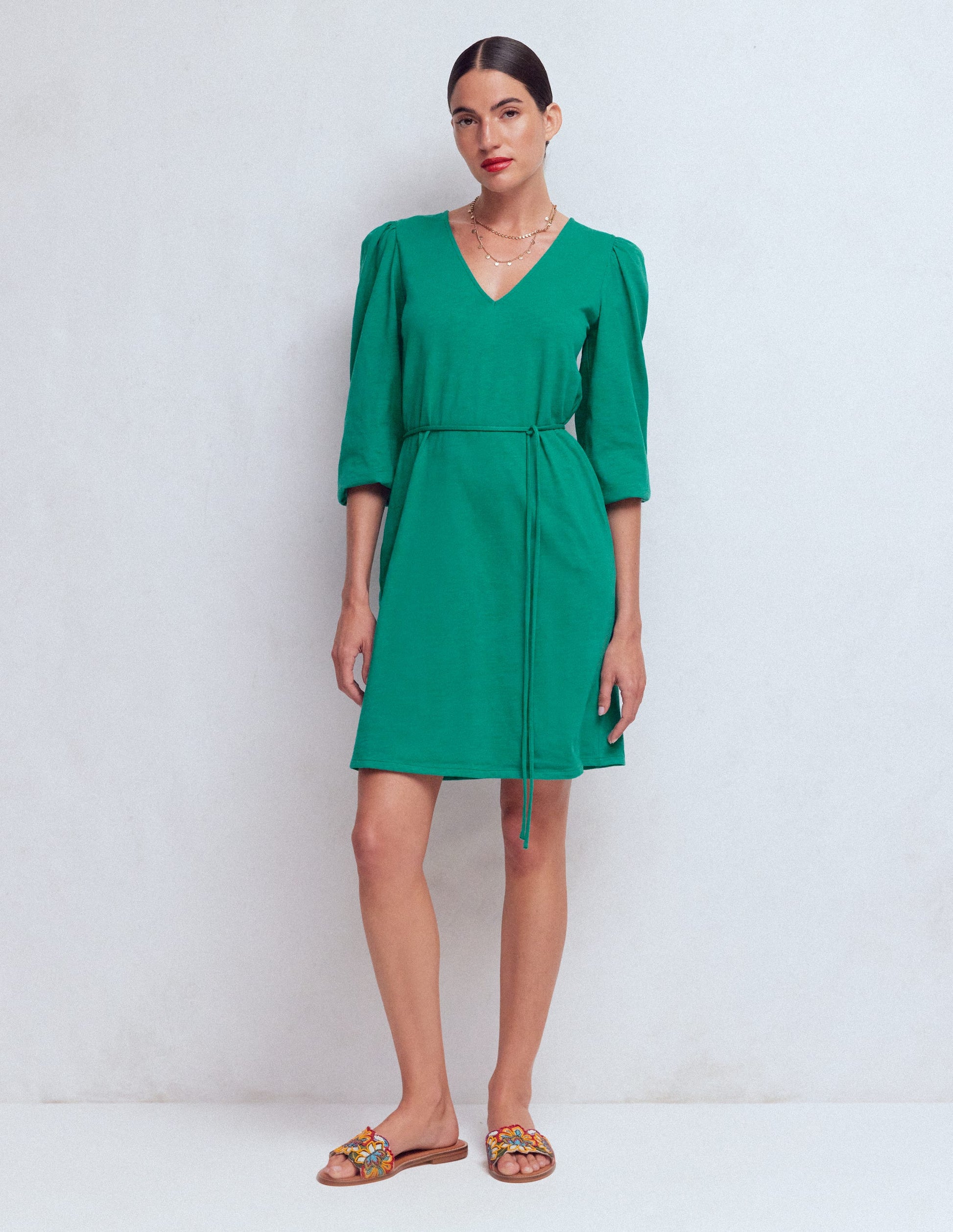 Cary V-Neck Jersey Dress-Deep Teal-7
