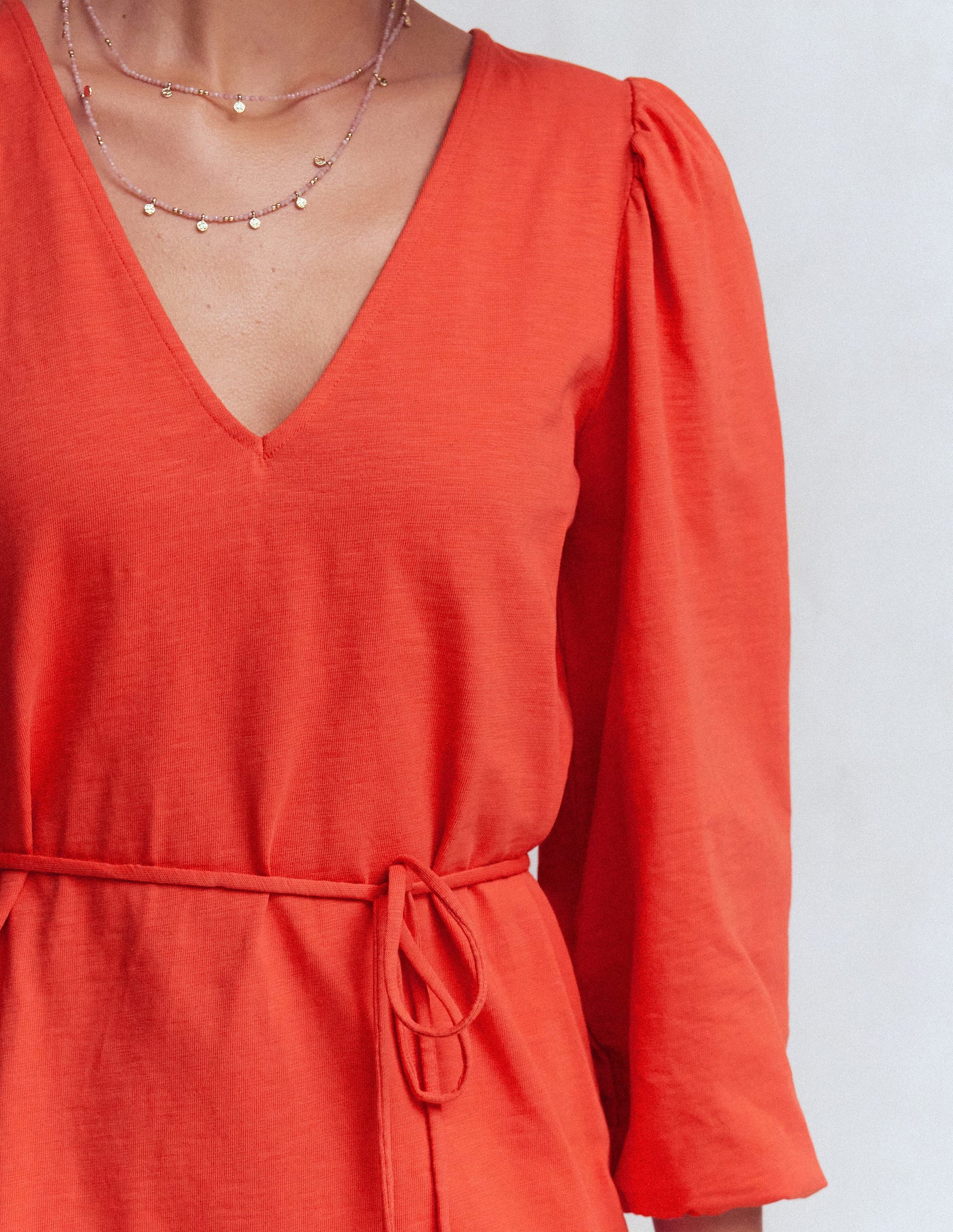 Cary V-Neck Jersey Dress-Blood Orange-2