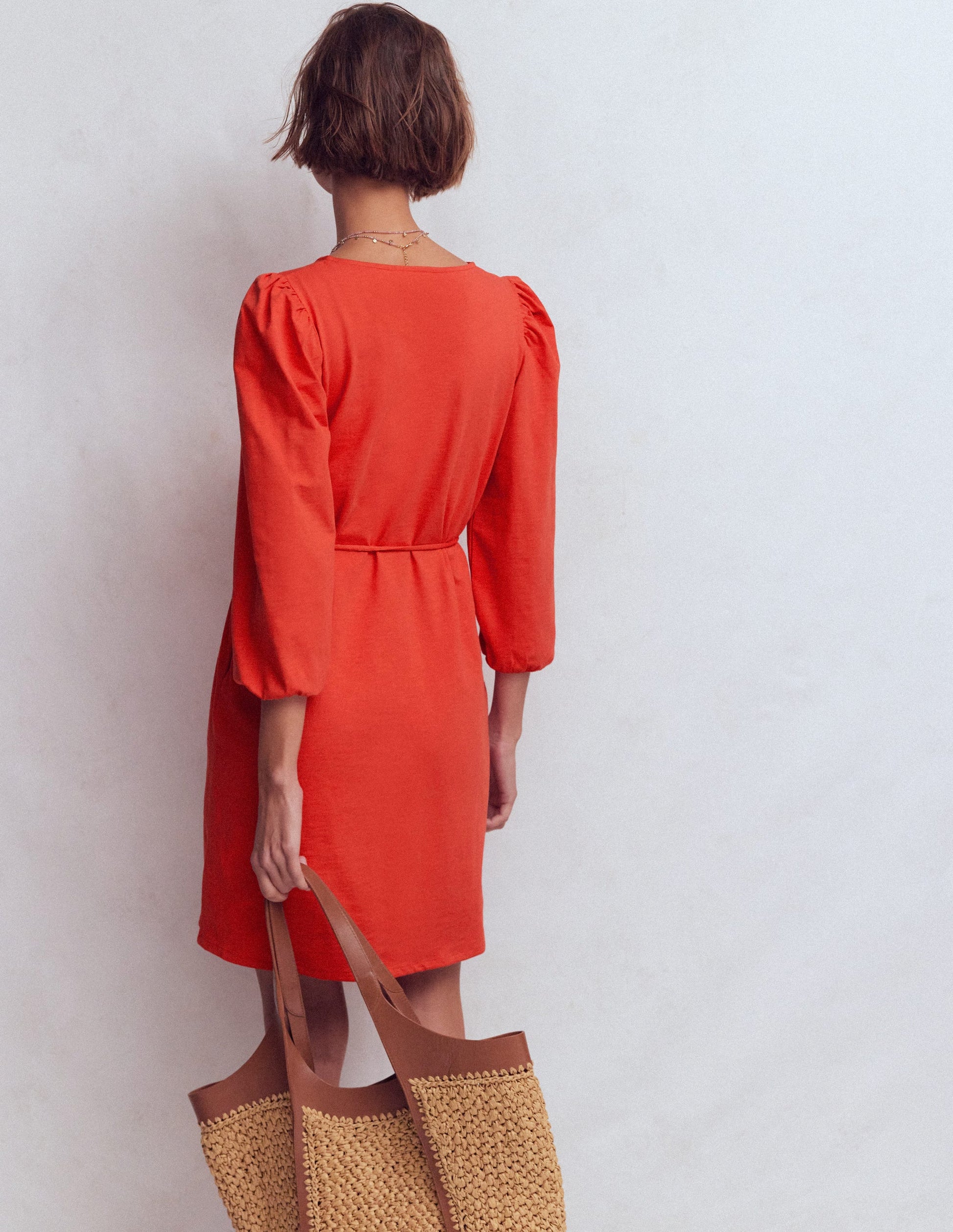 Cary V-Neck Jersey Dress-Blood Orange-3