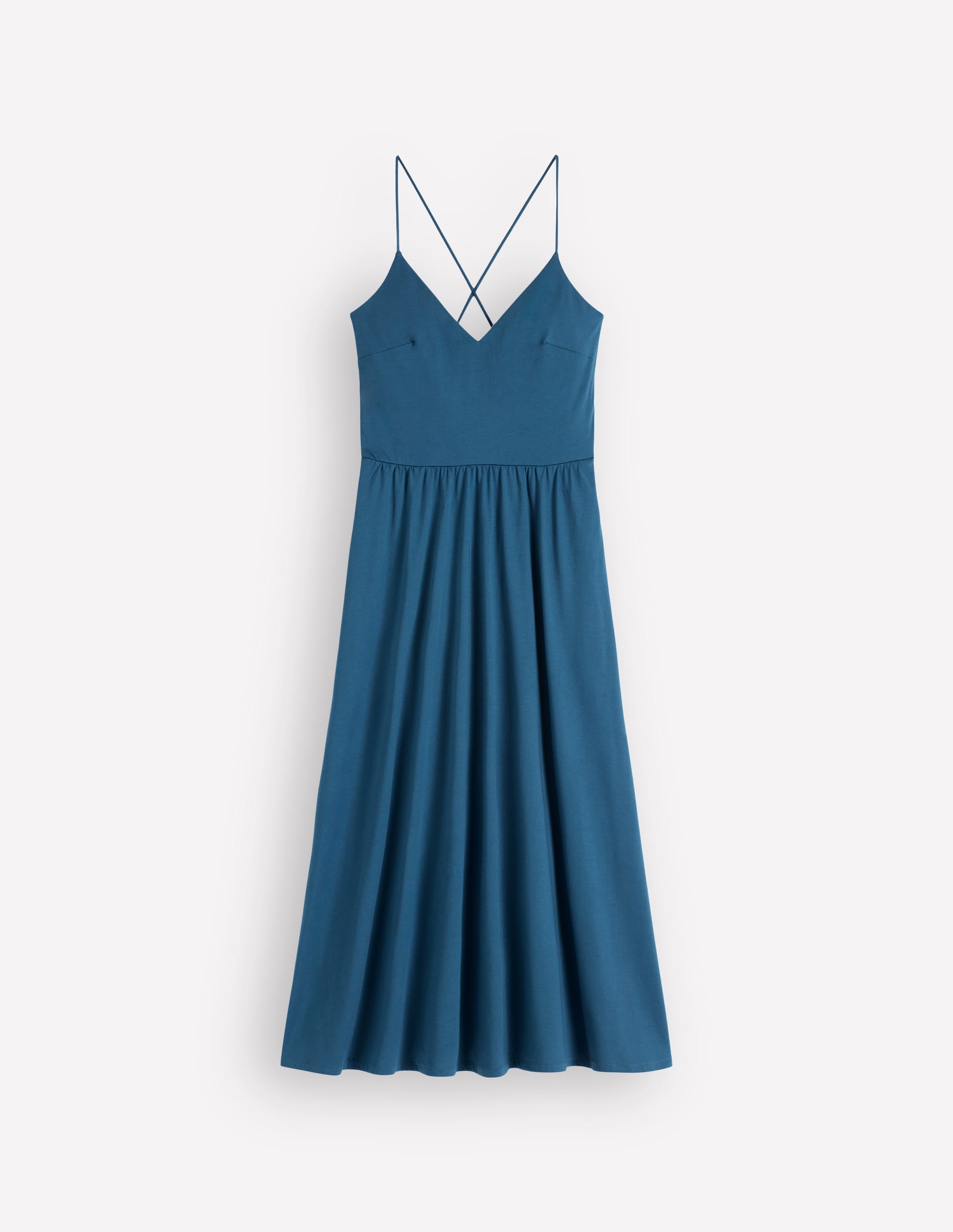 Cross Back Jersey Dress-Tourmaline Blue - Image 7