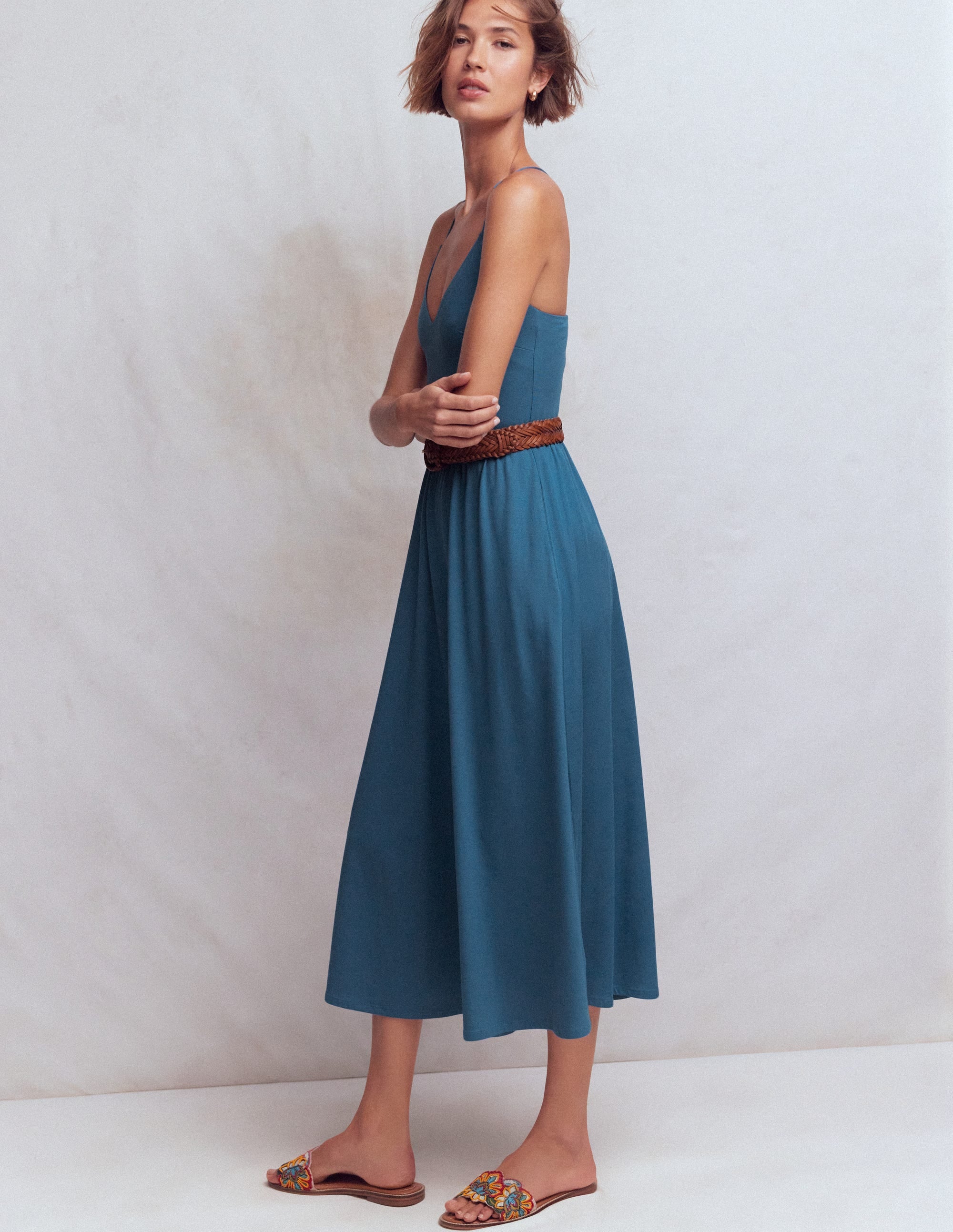 Cross Back Jersey Dress-Tourmaline Blue - Image 6