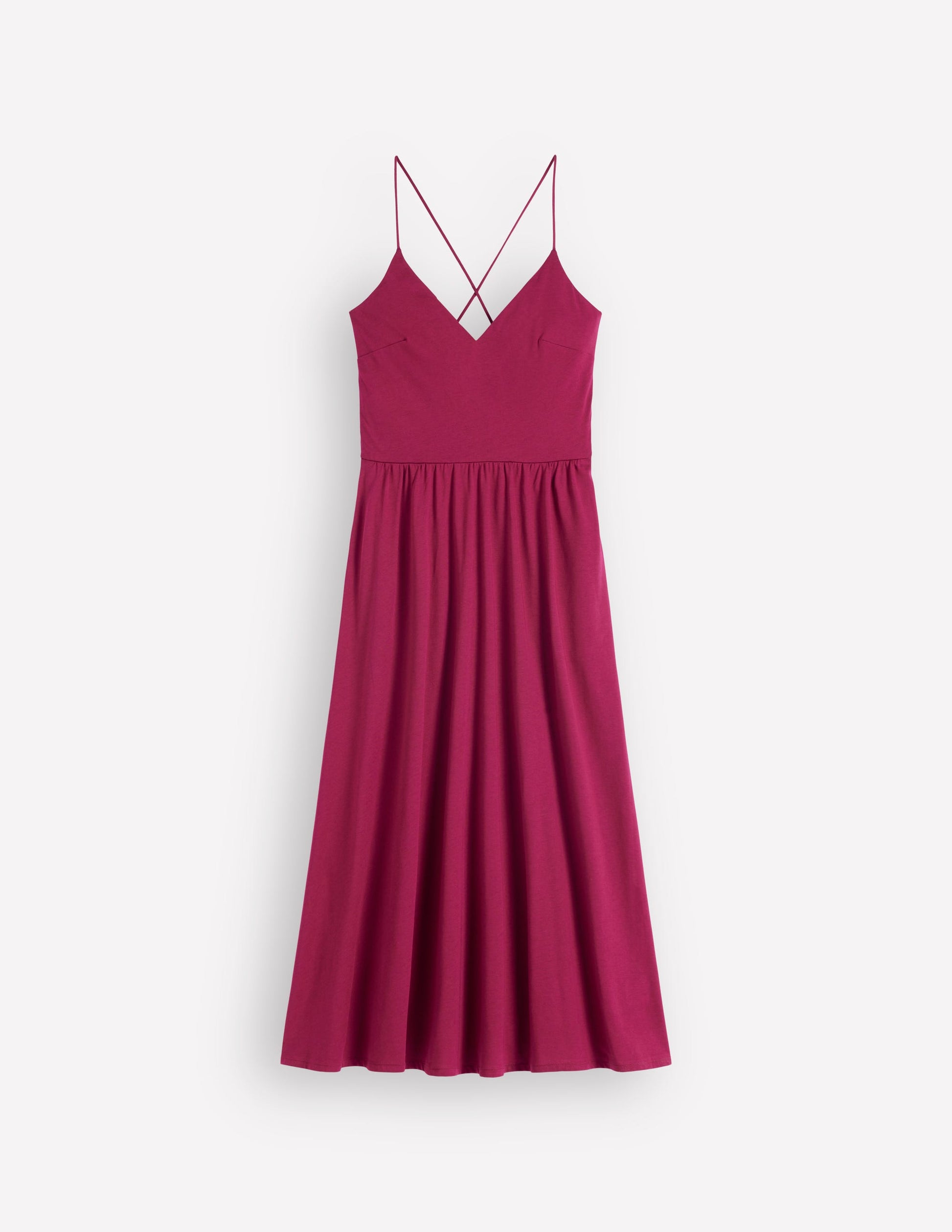 Cross Back Jersey Dress-Beet Red-6