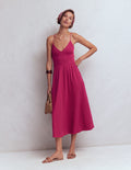 Cross Back Jersey Dress-Beet Red