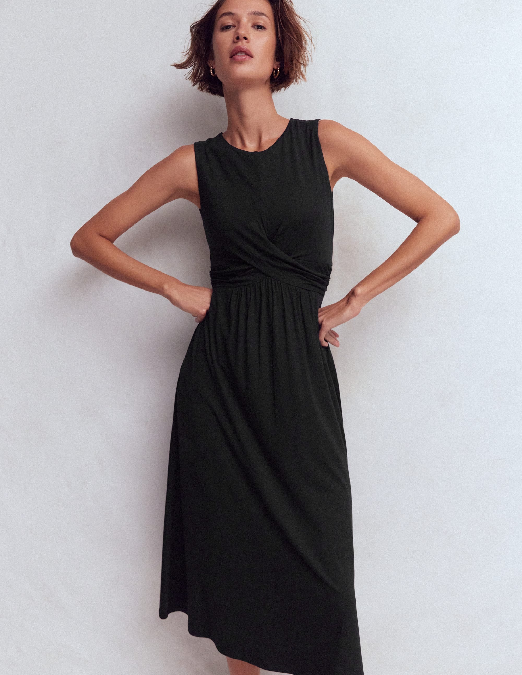 Zara Cross Waist Jersey Dress-Black - Image 1
