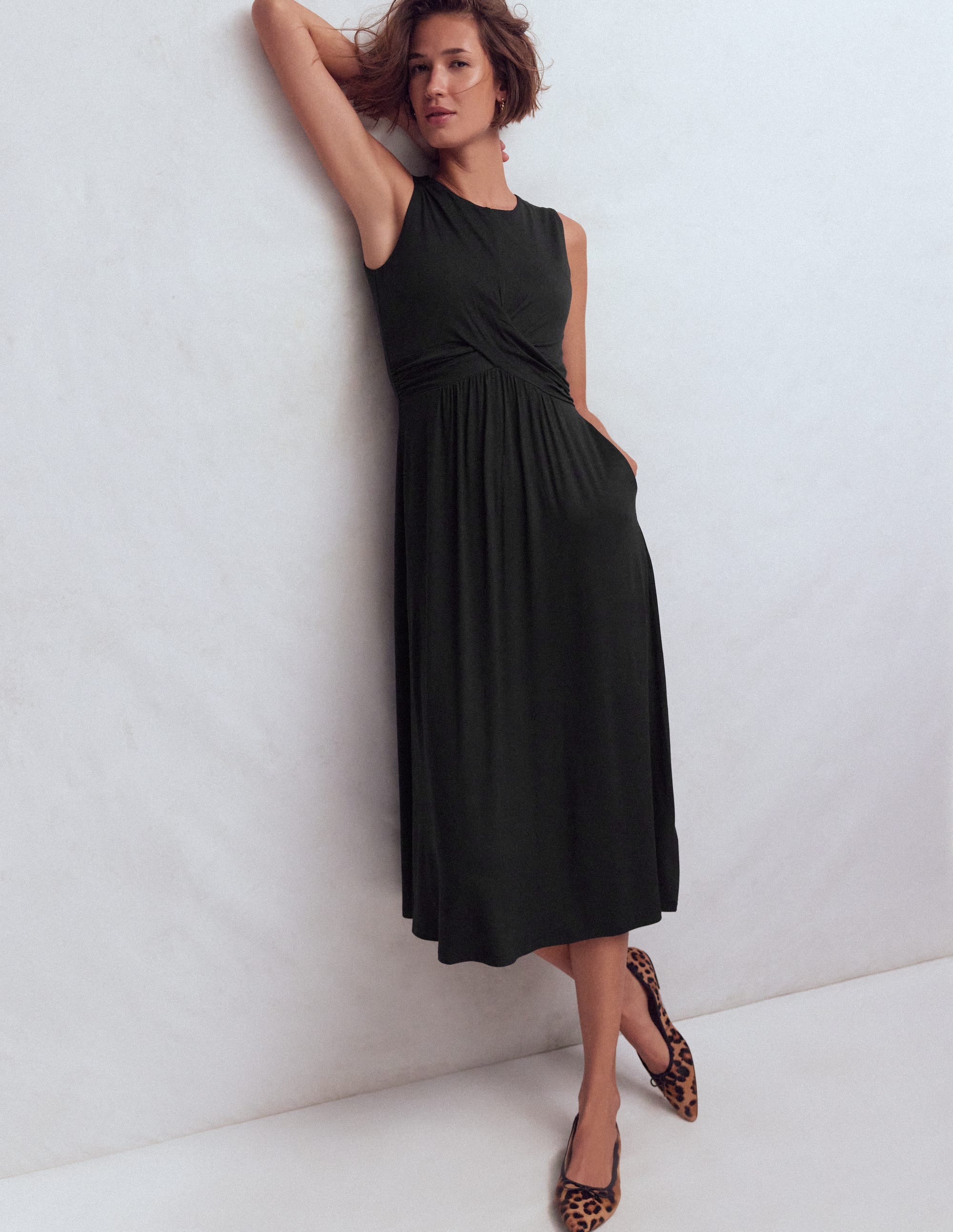 Zara Cross Waist Jersey Dress-Black - Image 4