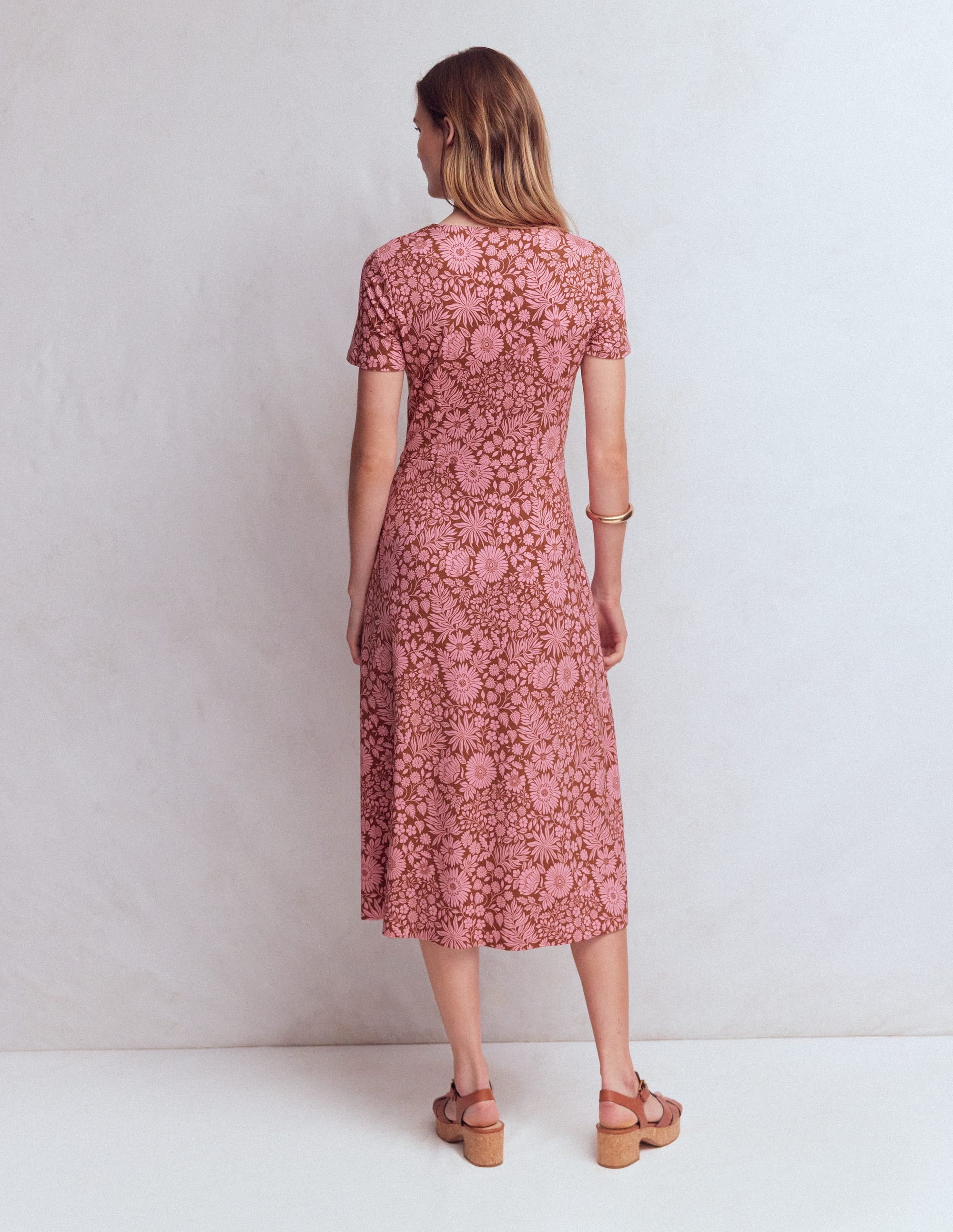 Una Ruched Front Ponte Dress-Russet, Flowerbed Bloom - Image 3