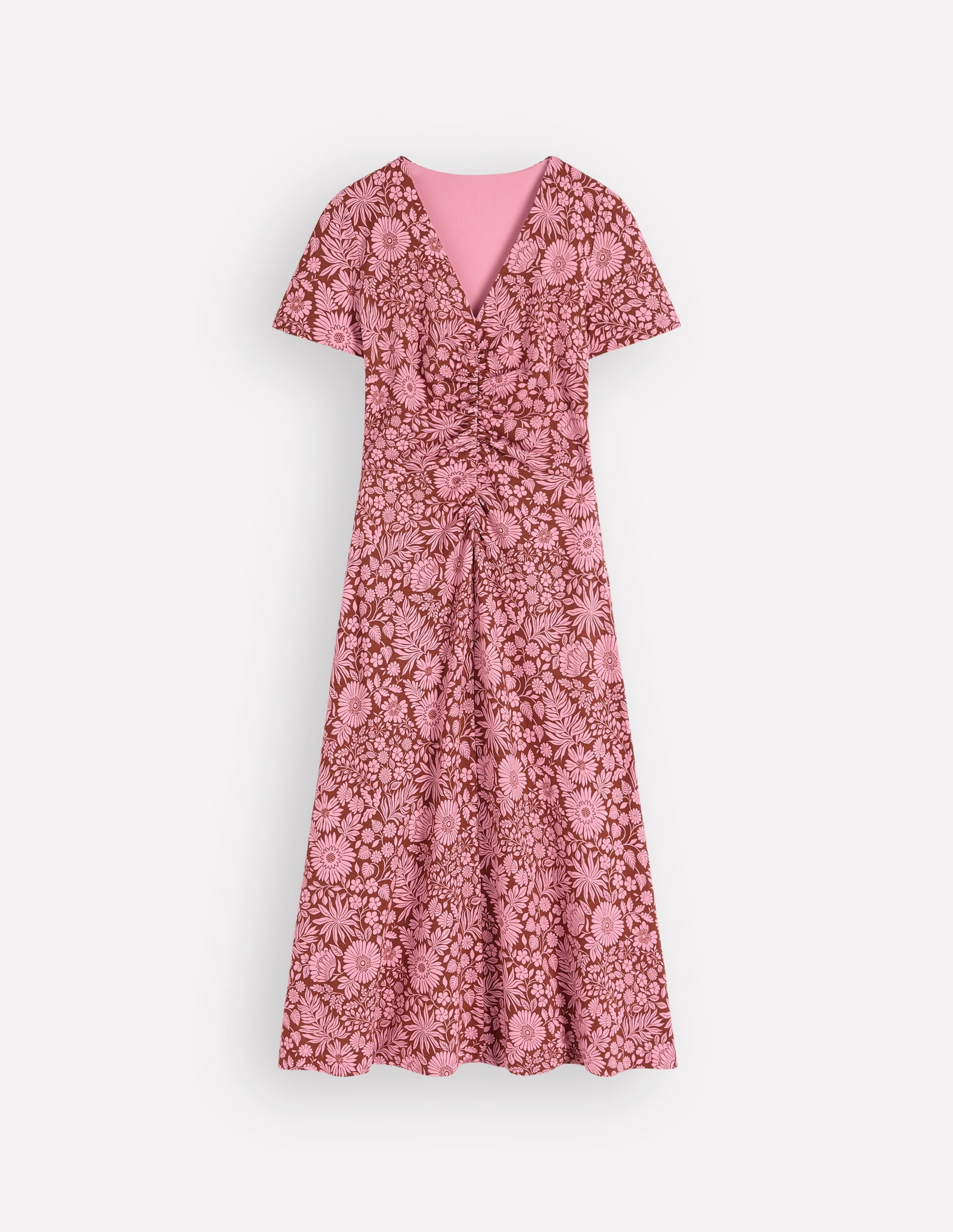 Una Ruched Front Ponte Dress-Russet, Flowerbed Bloom - Image 6