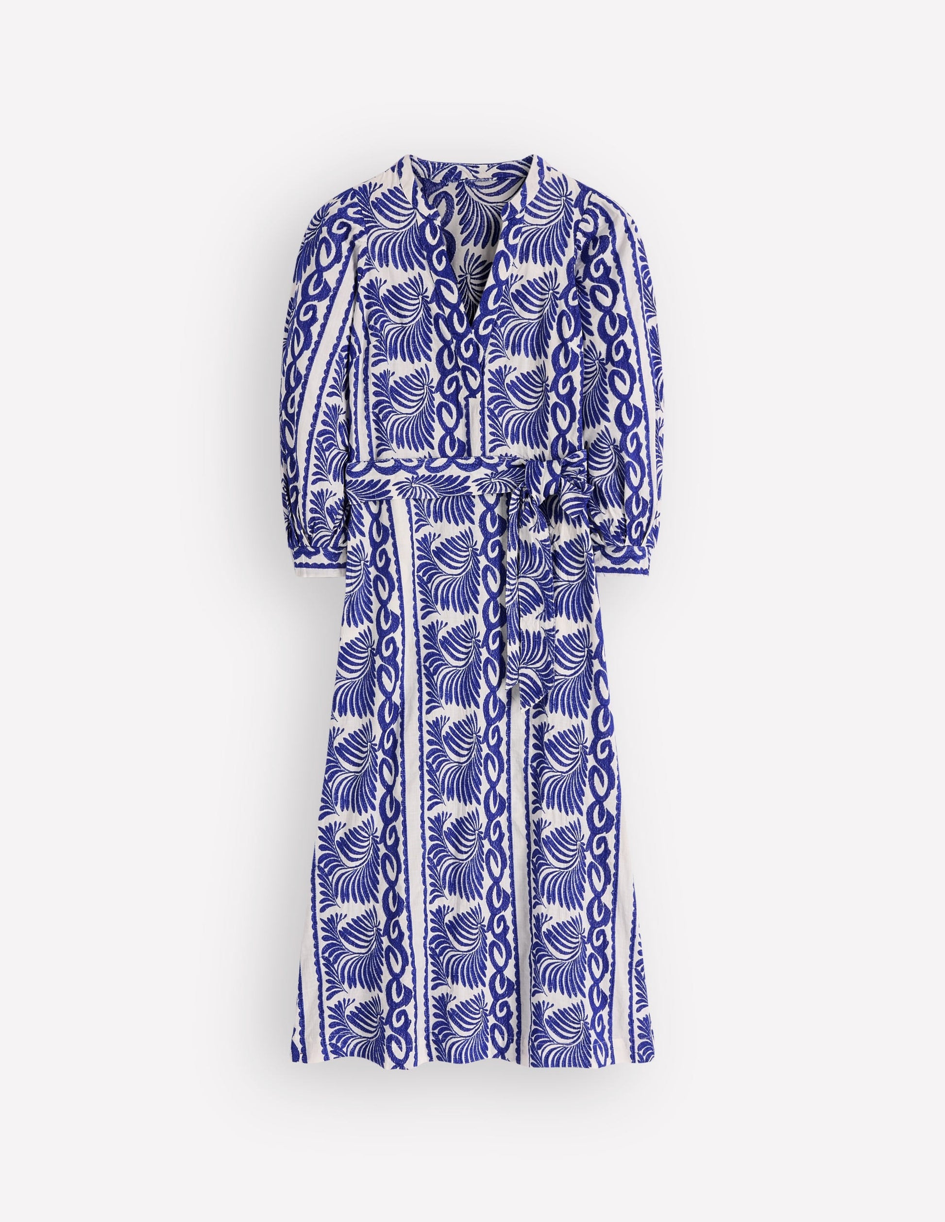 Octavia Cotton Dress-Blue Ivory Embroidery-6