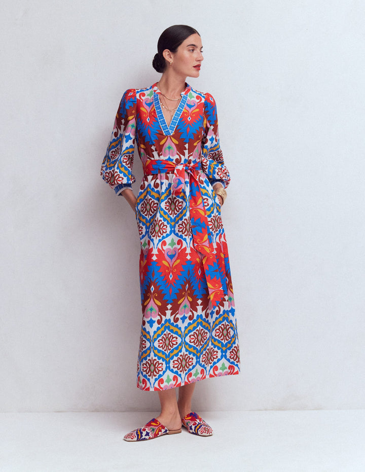 Octavia Cotton Dress-Multi Ikat Dream