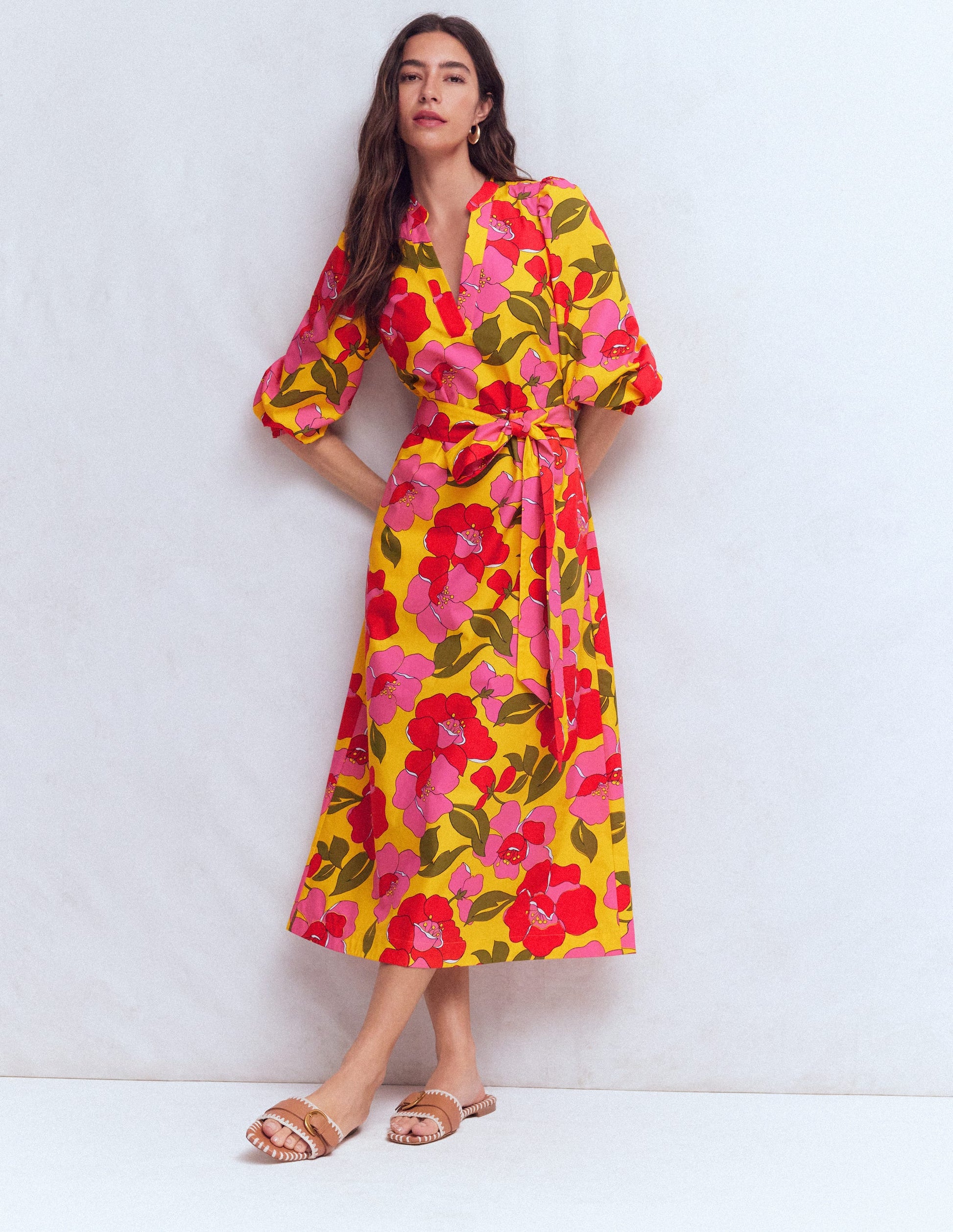 Octavia Cotton Dress-Yellow, Radiant Bloom-2