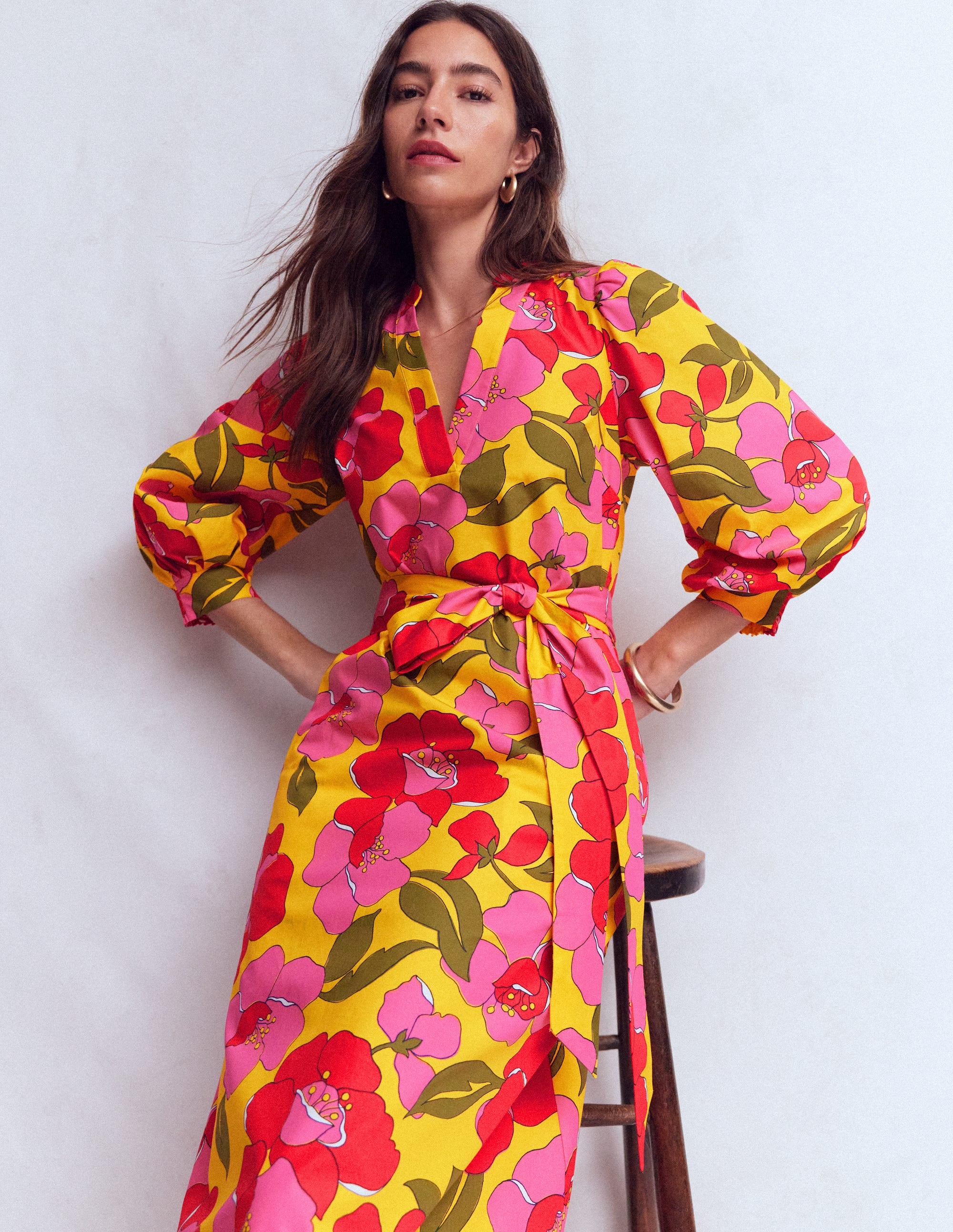 Octavia Cotton Dress-Yellow, Radiant Bloom - Image 5