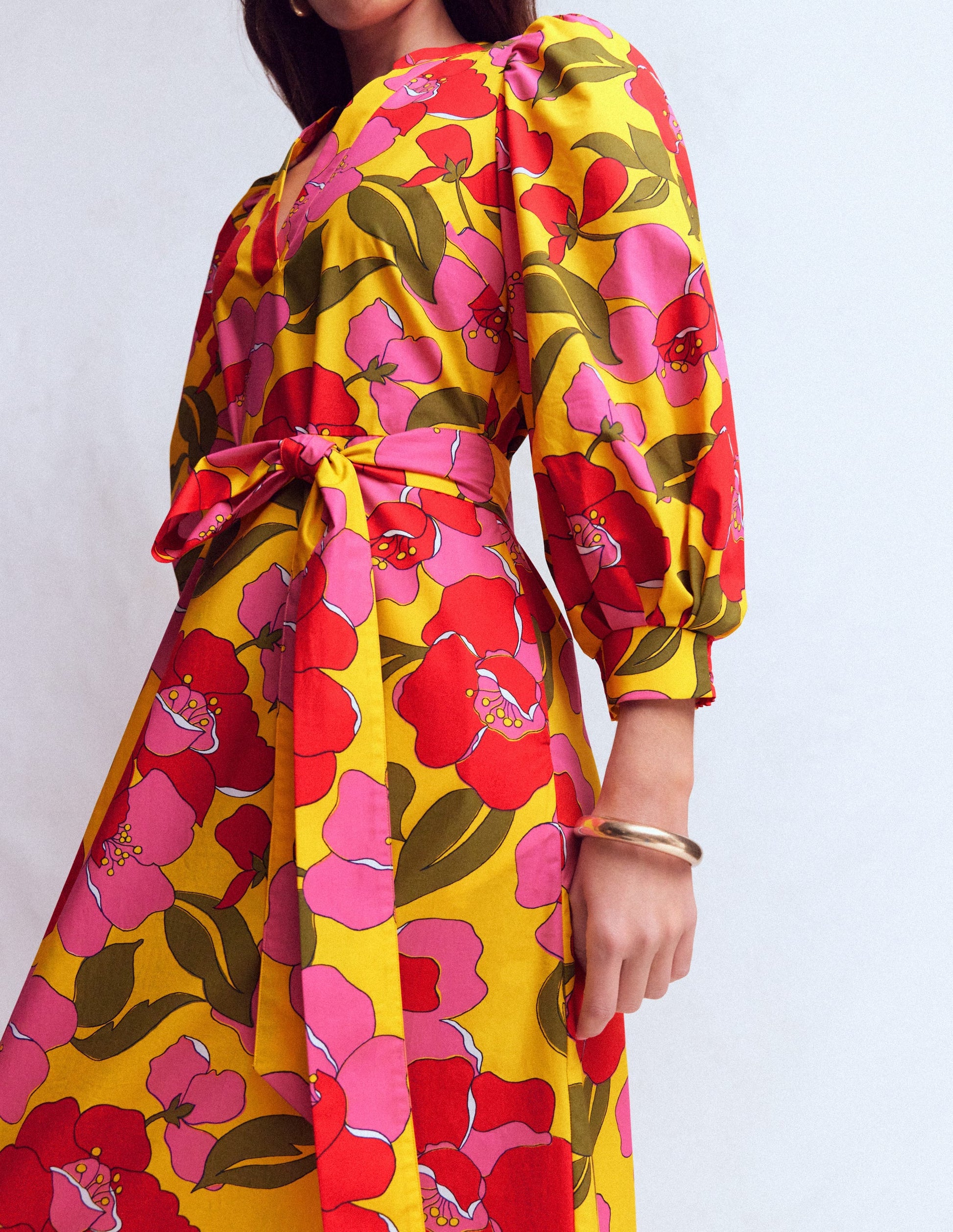 Octavia Cotton Dress-Yellow, Radiant Bloom-6