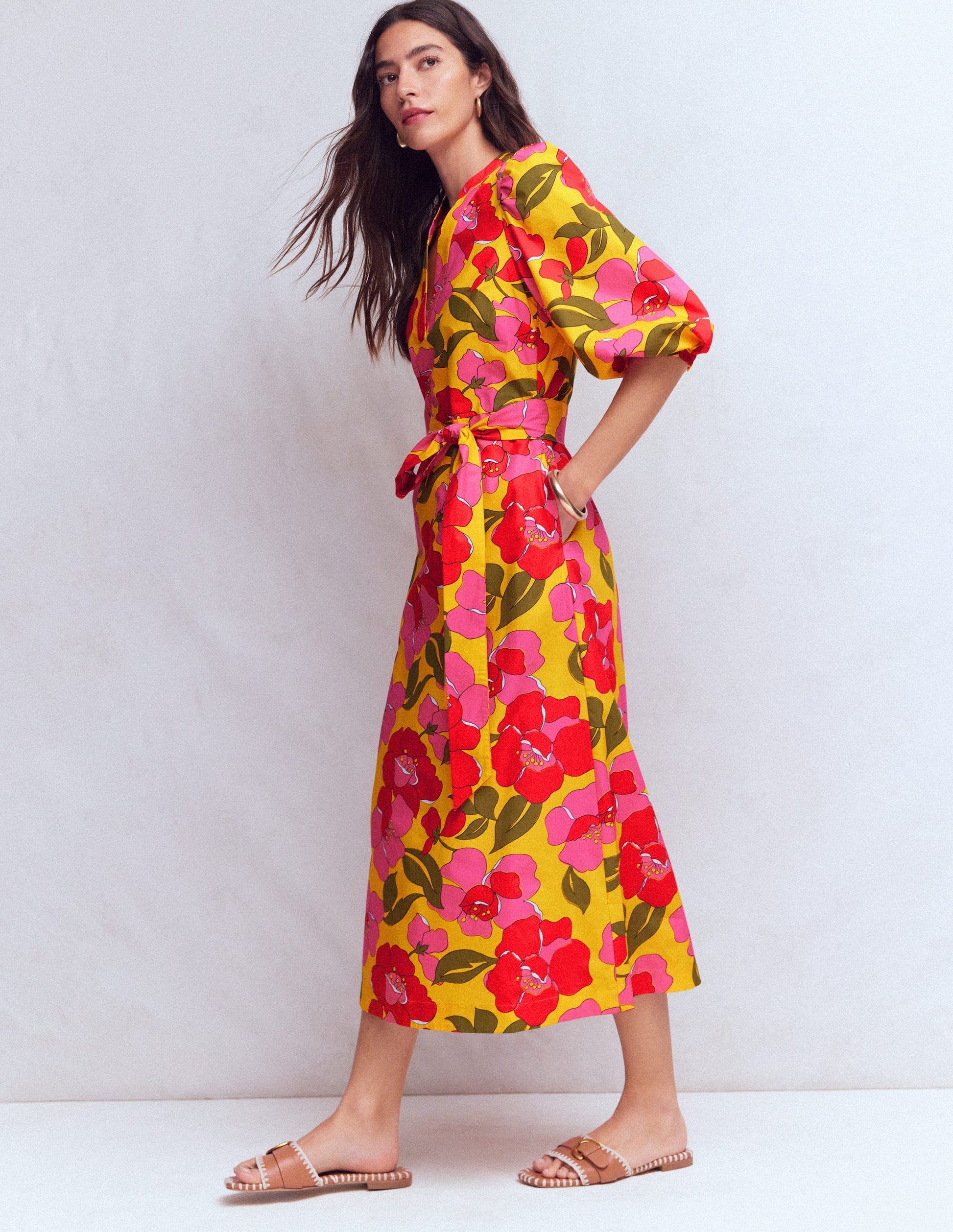 Octavia Cotton Dress-Yellow, Radiant Bloom-7