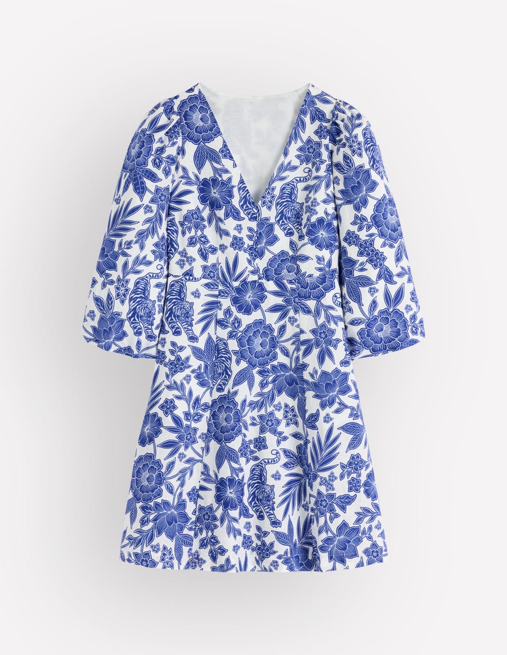 Marla Linen Blend Short Dress-Blue Tigers Paradise - Image 6