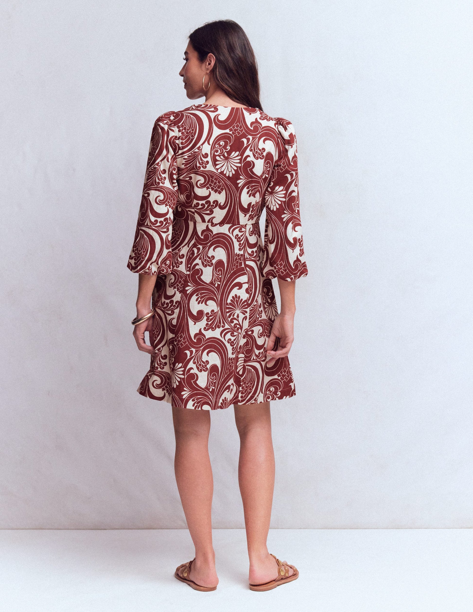 linen blend short sleeve dress Berry Linen Blend Short Sleeve Dress - Mini Dresses