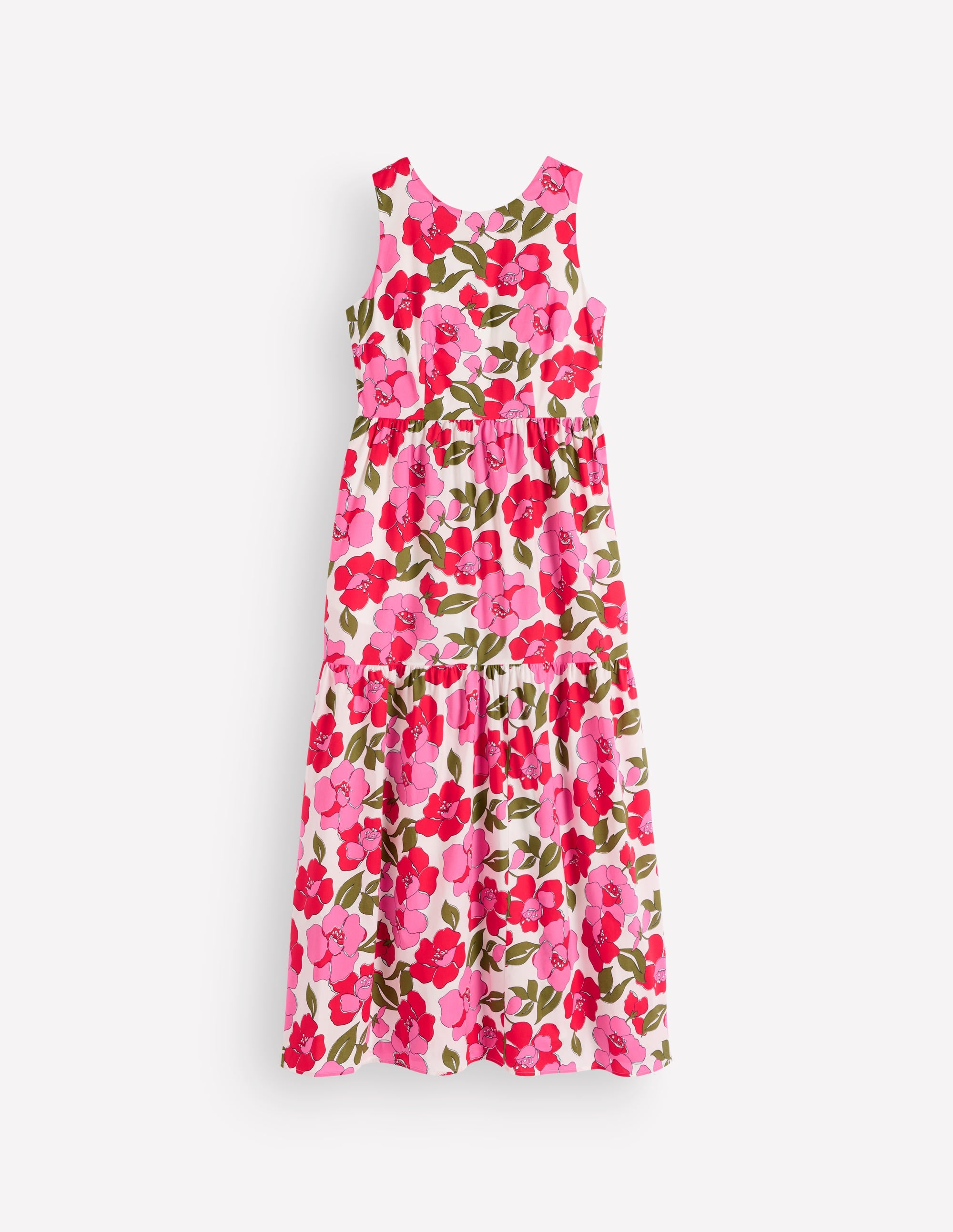 Sleeveless Poplin Dress-Red, Radiant Bloom - Image 9