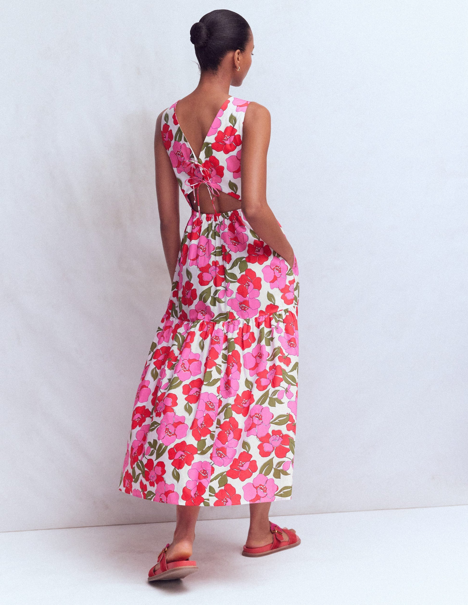 Sleeveless Poplin Dress-Pink Radiant Bloom-5