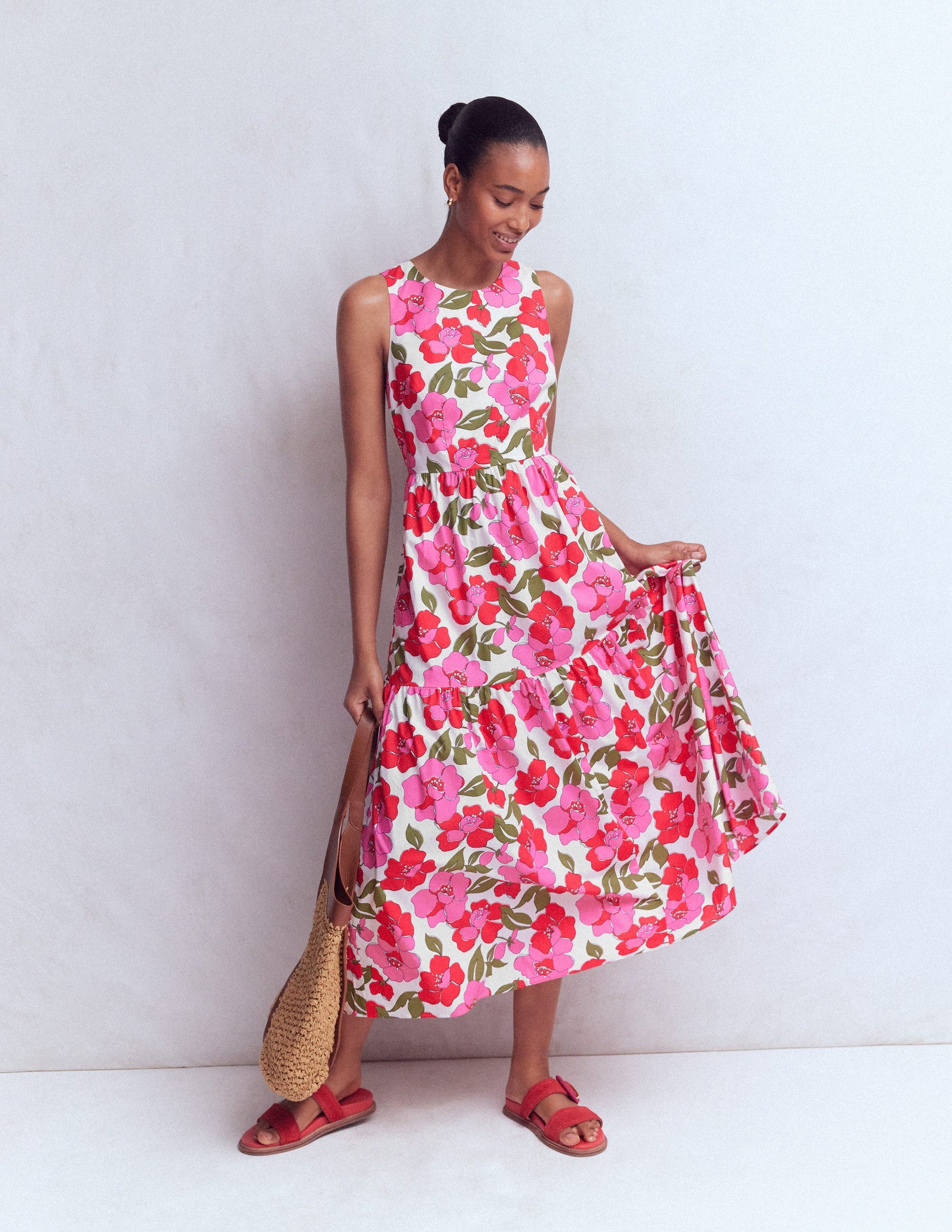 Sleeveless Poplin Dress-Pink Radiant Bloom-7