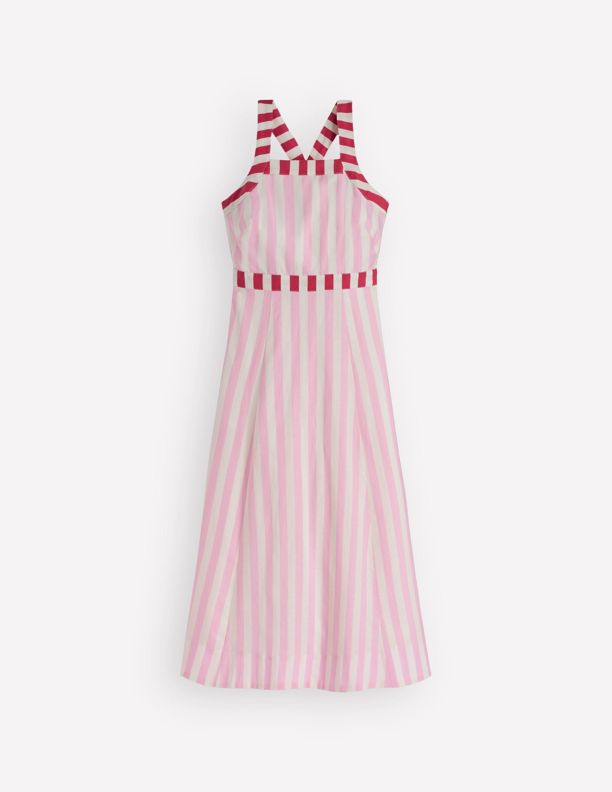 Cross-back Linen Blend Dress-Orchid Pink Stripe-8