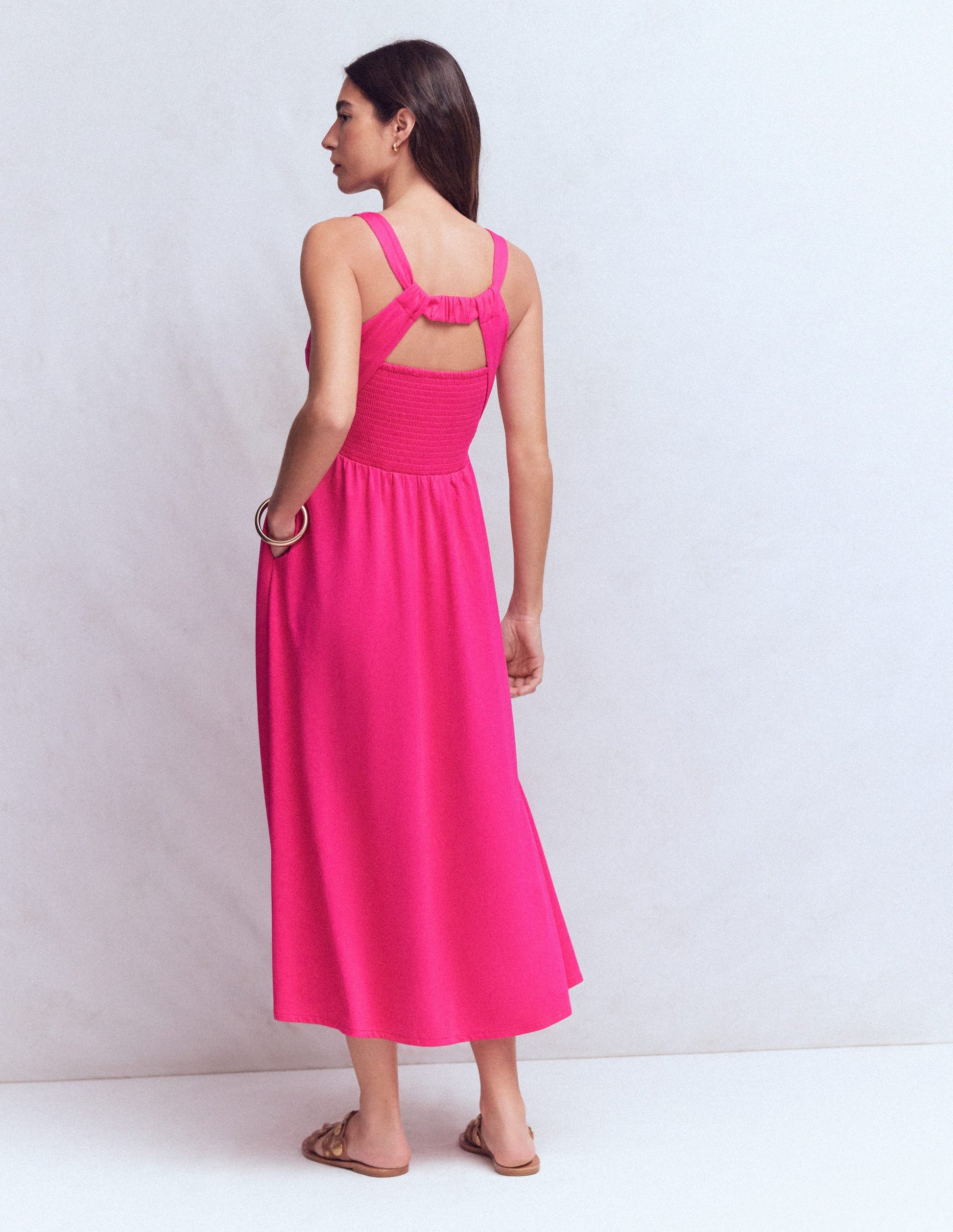 Saoirse Smock Back Dress-Bright Pink-3