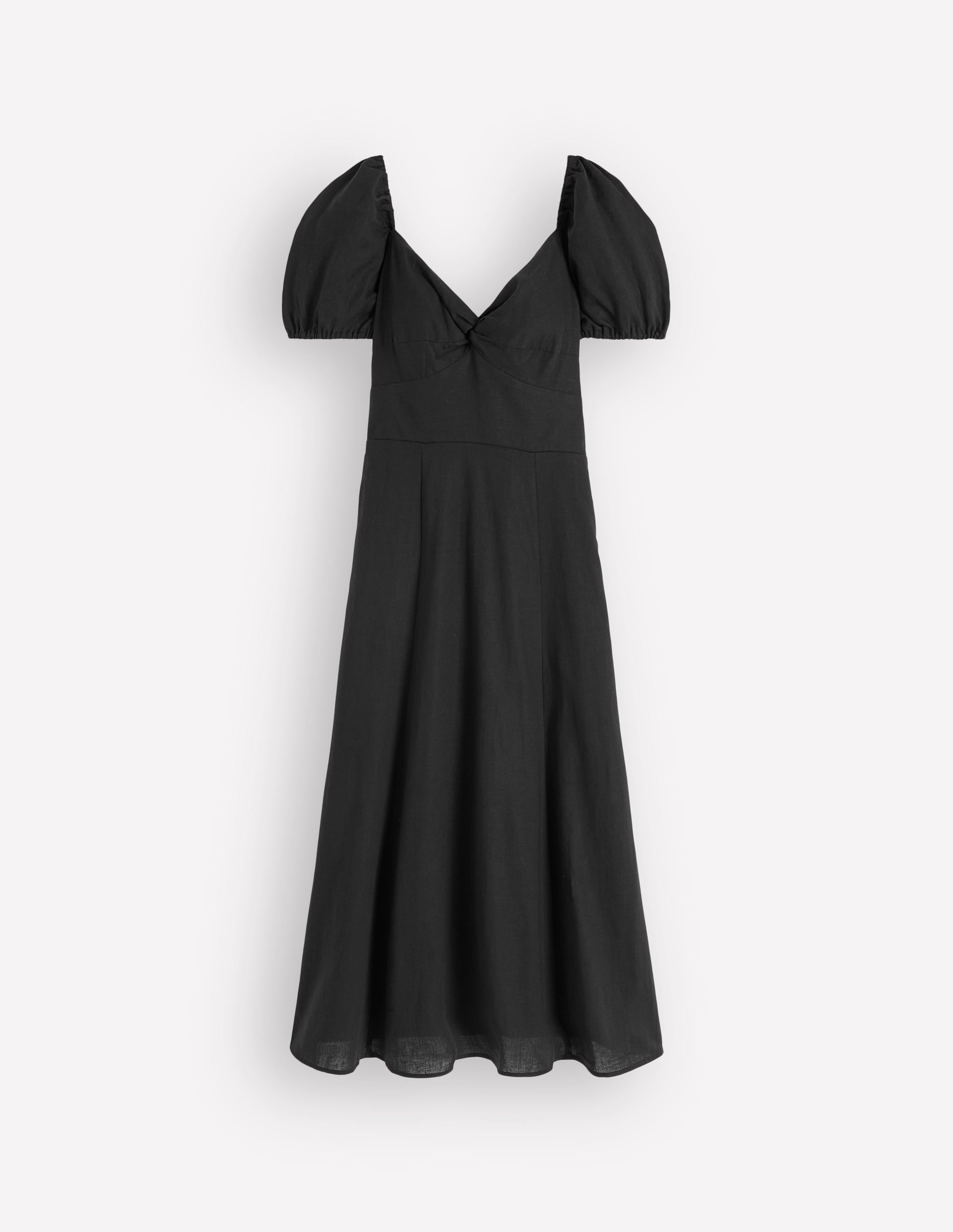 Twist Front Linen Blend Dress-Black - Image 6