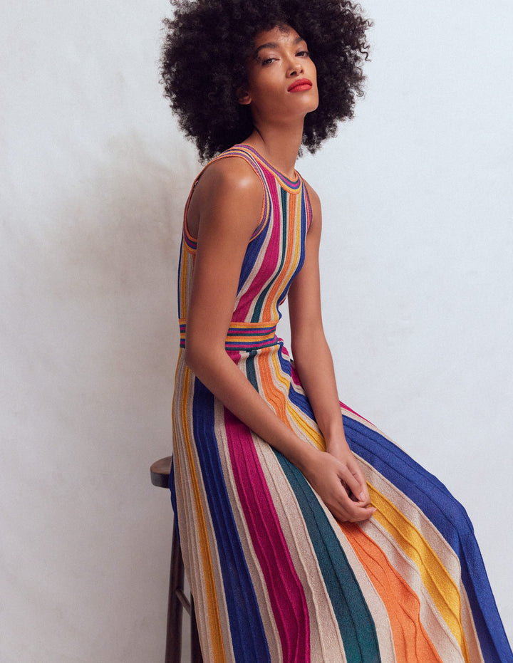 Metallic Multi Stripe Dress-Metallic Multi Stripe