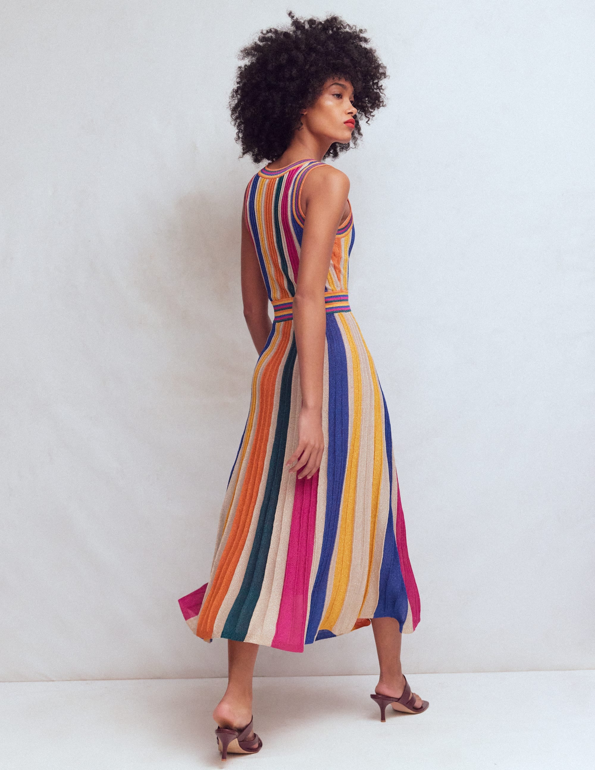 Metallic Multi Stripe Dress-Metallic Multi Stripe - Image 3