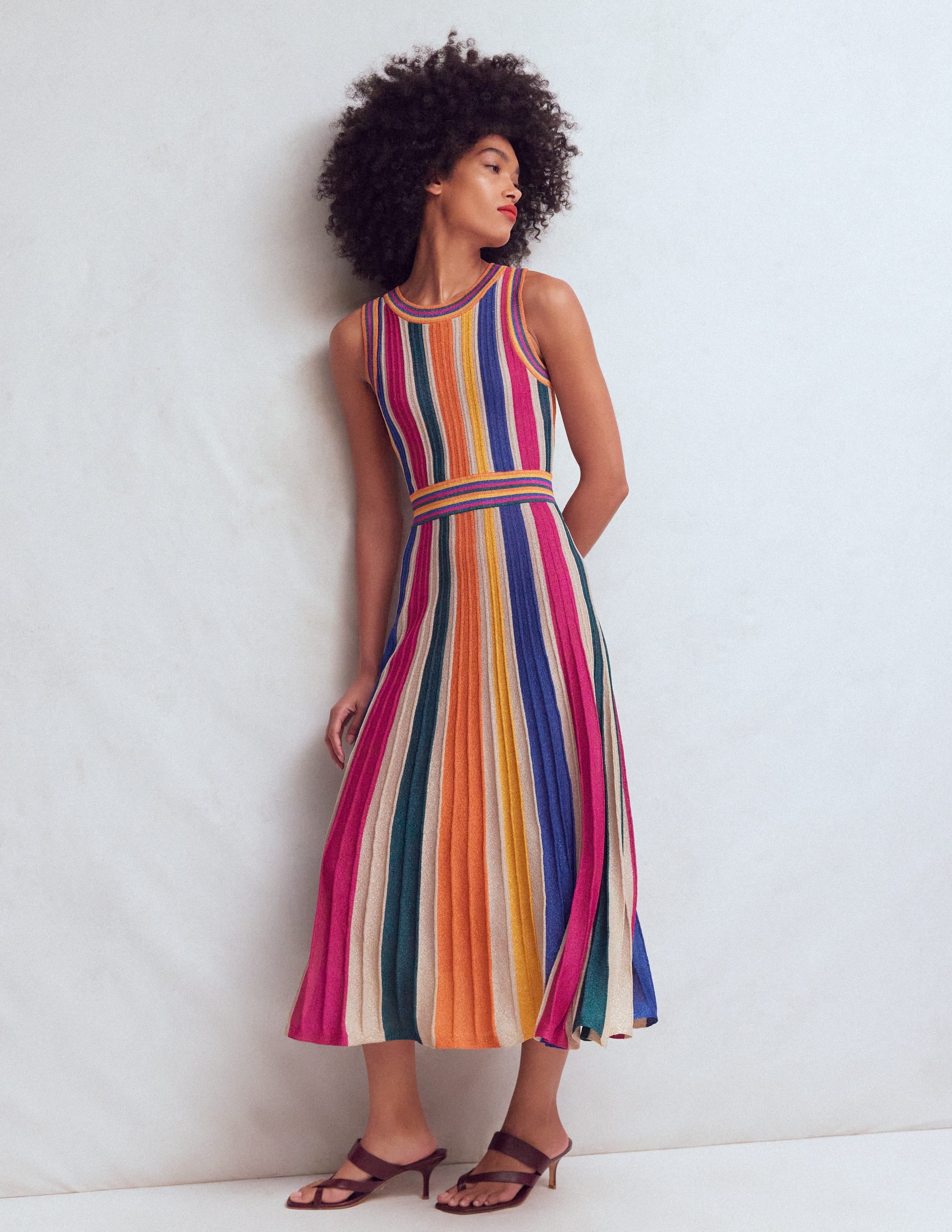 Metallic Multi Stripe Dress-Metallic Multi Stripe - Image 4