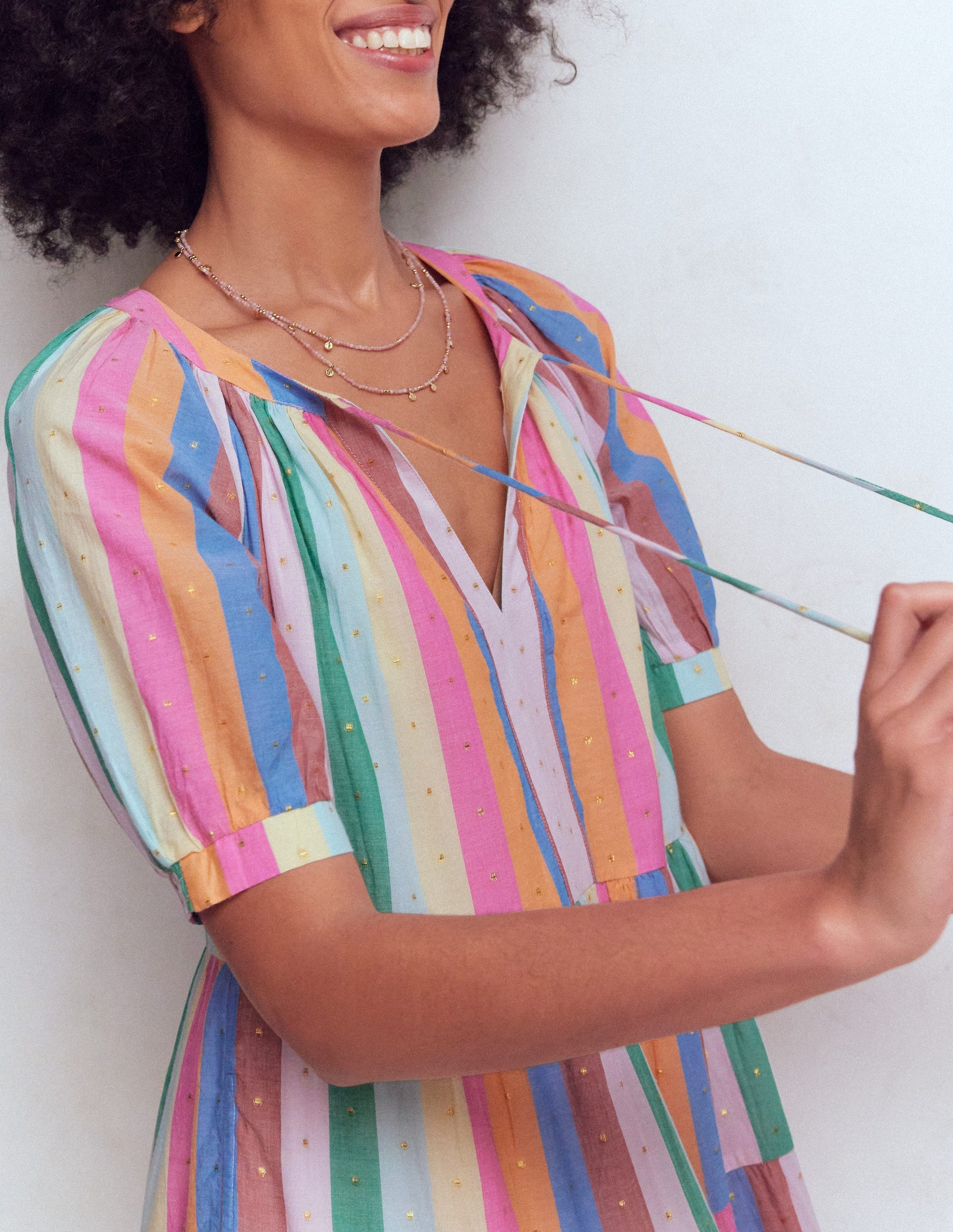 Multi Tiered Maxi Dress-Multi Clipped Stripe-2