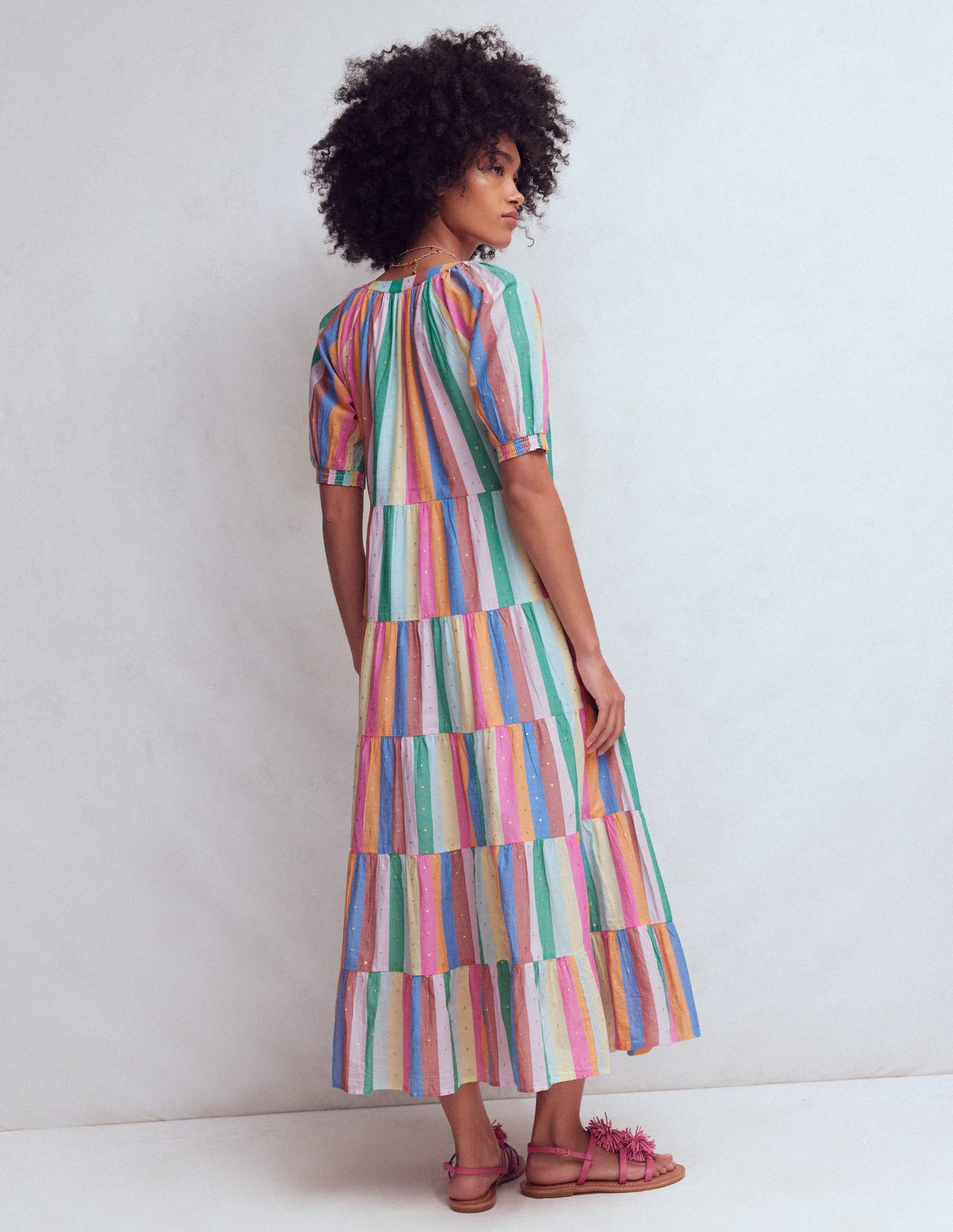 Multi Tiered Maxi Dress-Multi Clipped Stripe - Image 3