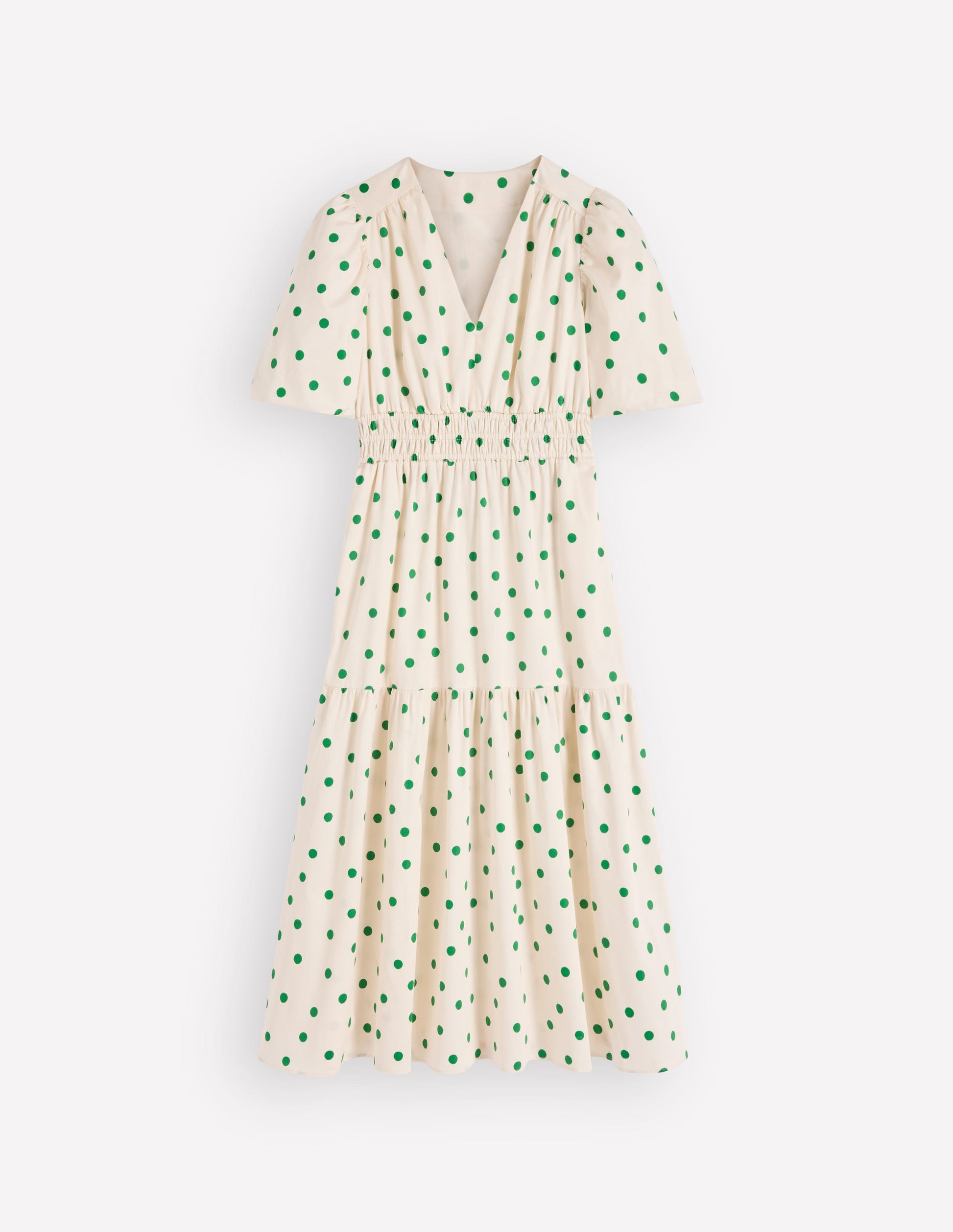 Irene Puff Sleeve Cotton Dress-Papyrus, Painted Dot Spaced-7