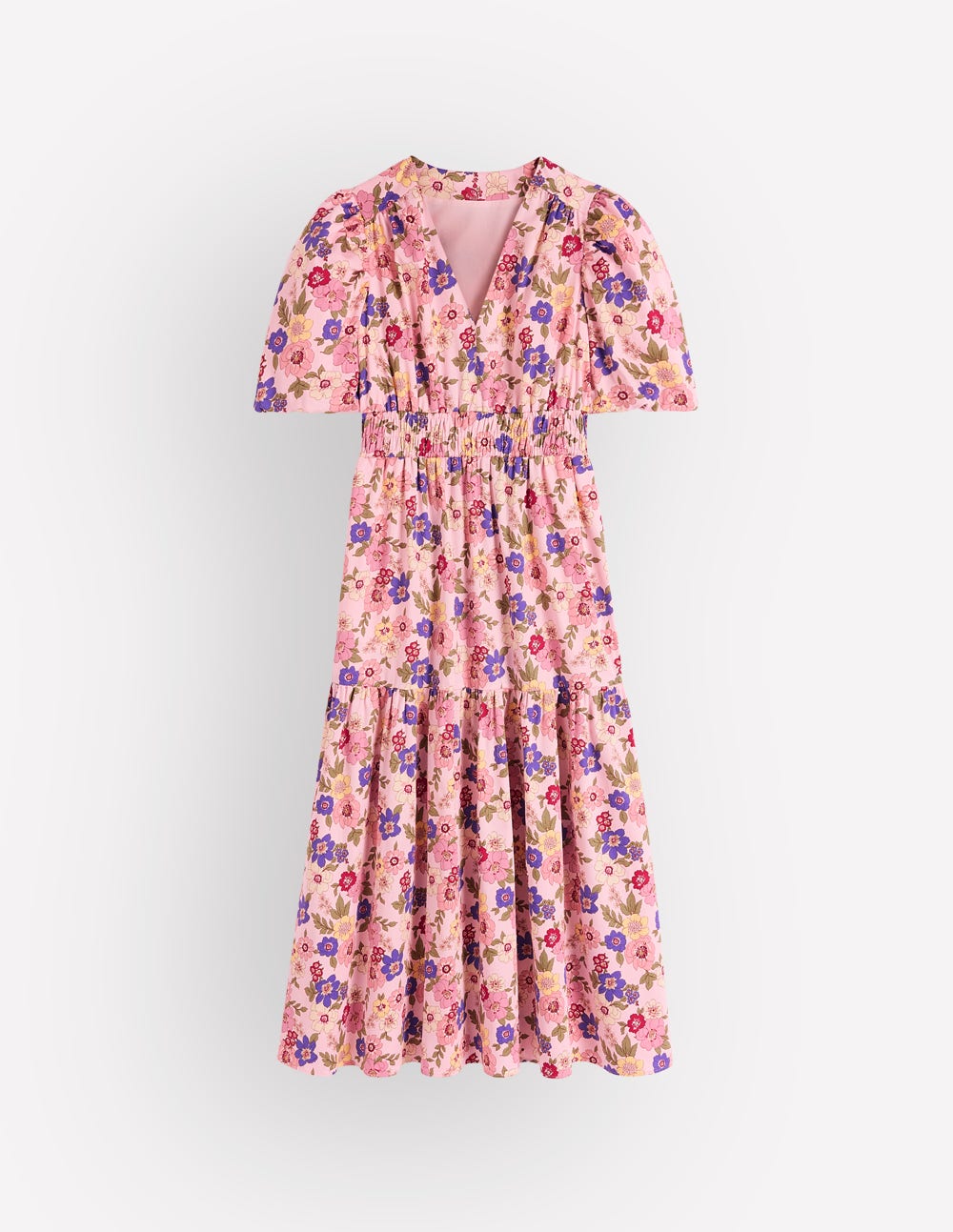 Irene Puff Sleeve Cotton Dress-Pink, Blossomy Garden - Image 7