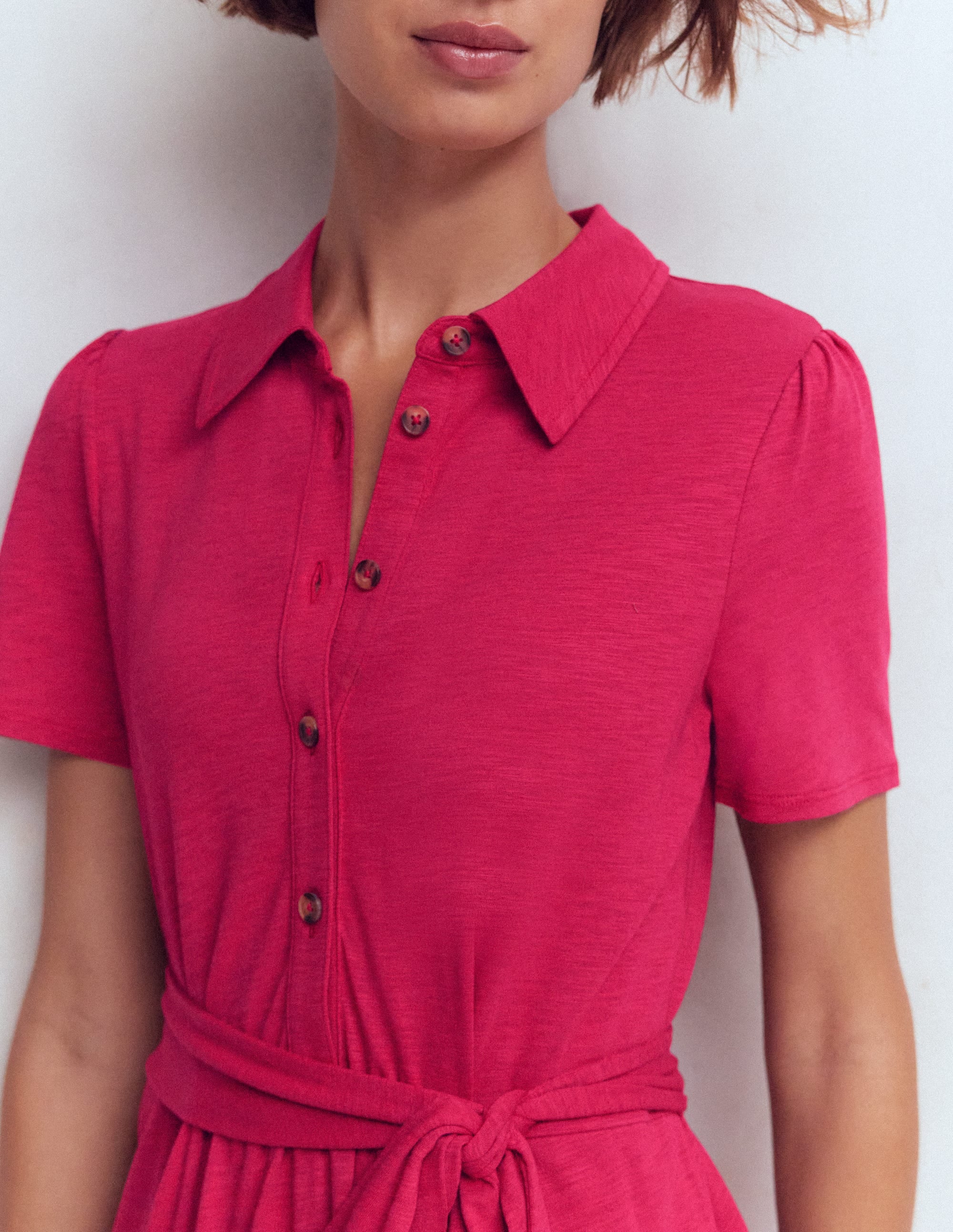 Patti Short Jersey Shirt Dress-Sweet Cherry - Image 2