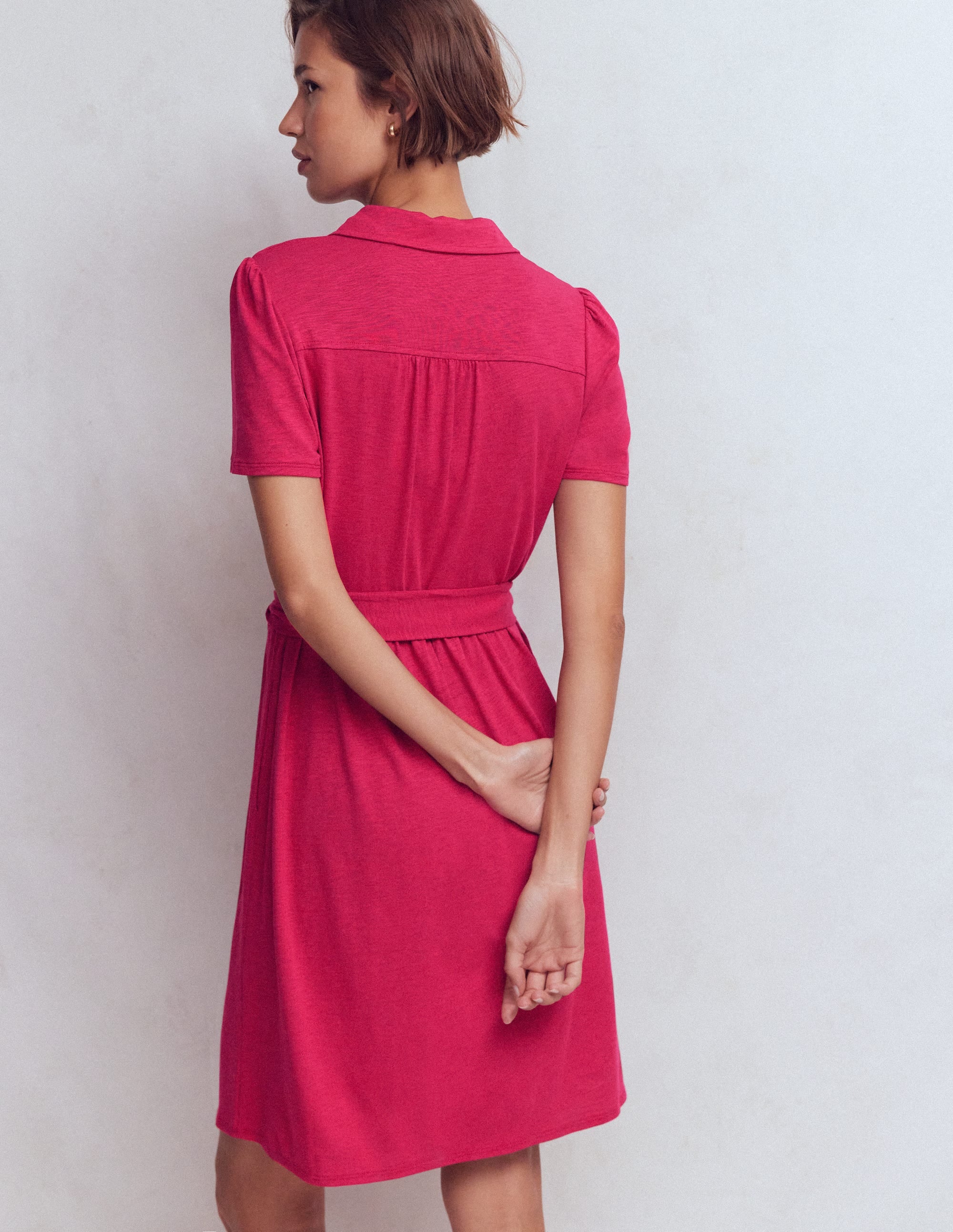 Patti Short Jersey Shirt Dress-Sweet Cherry - Image 3