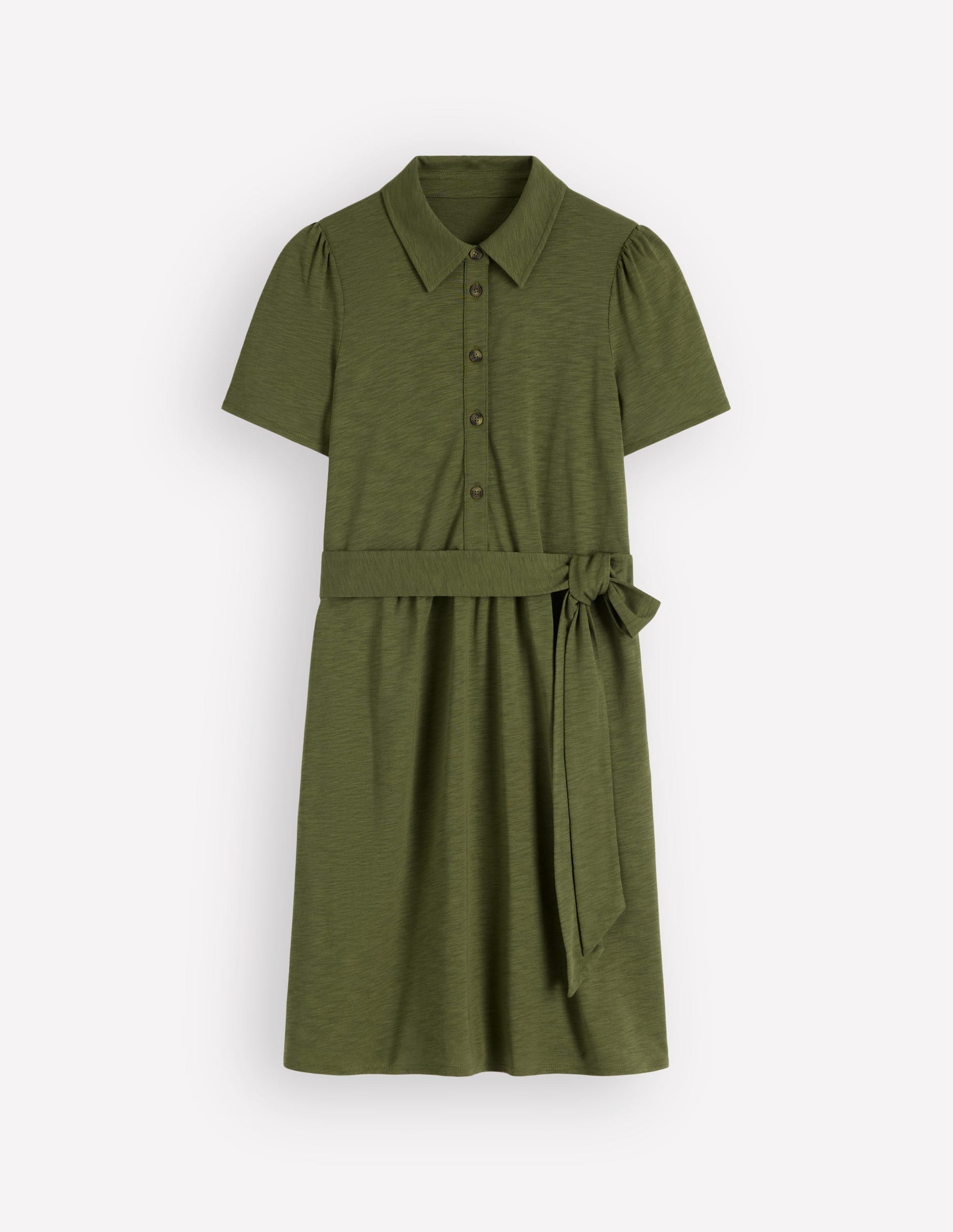 Patti Short Jersey Shirt Dress-Woodland Green-5