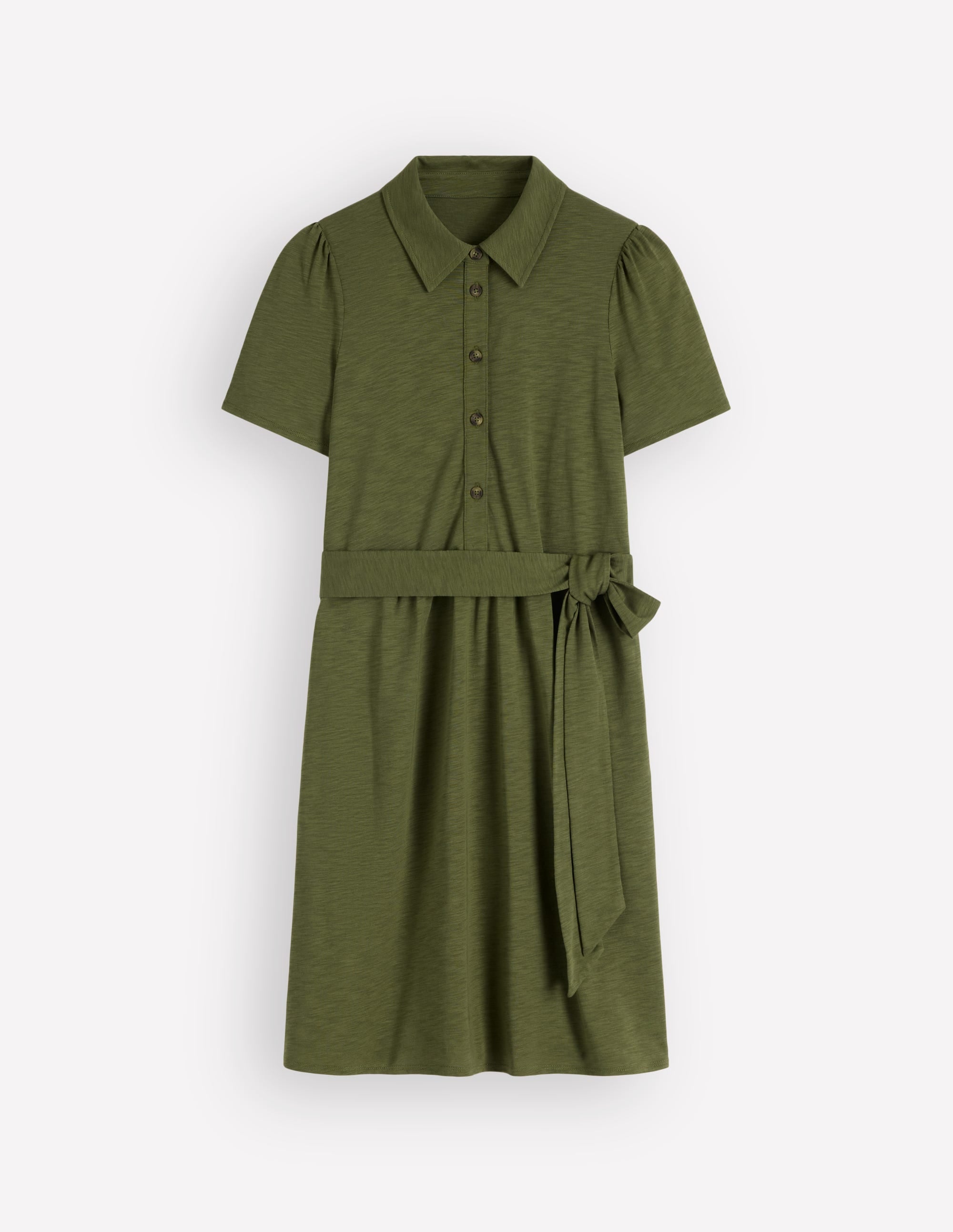 Patti Short Jersey Shirt Dress-Woodland Green - Image 5