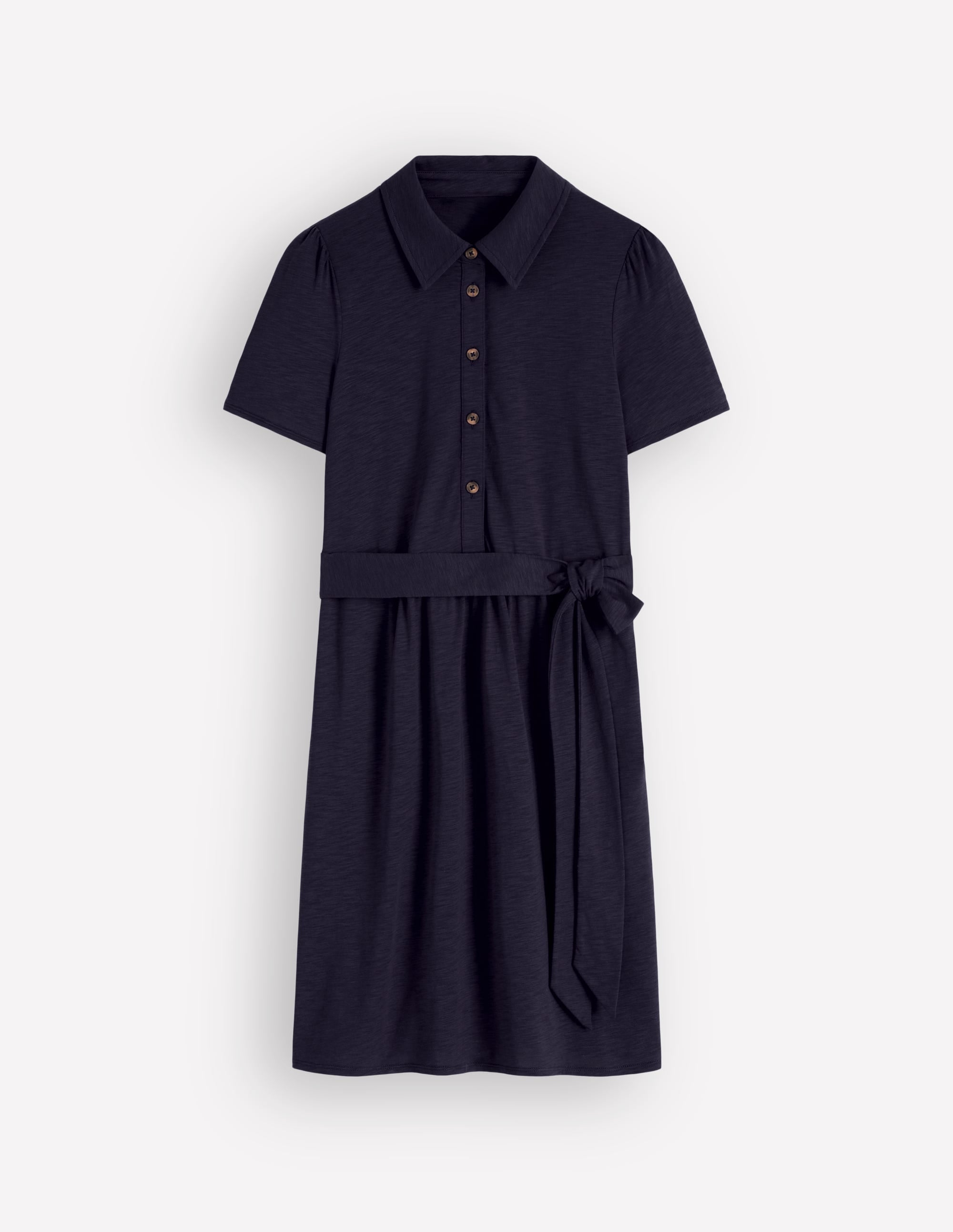 Patti Short Jersey Shirt Dress-Navy - Image 7