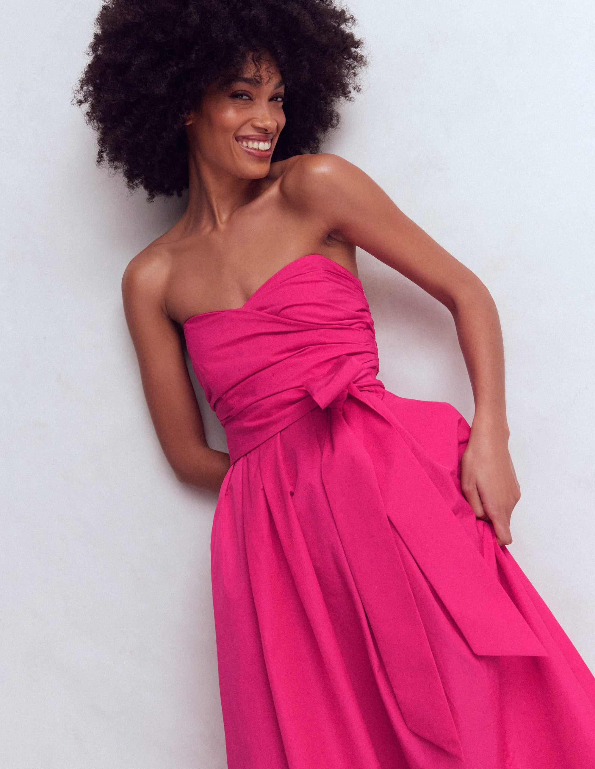 Strapless Taffeta Dress-Bright Pink - Image 2