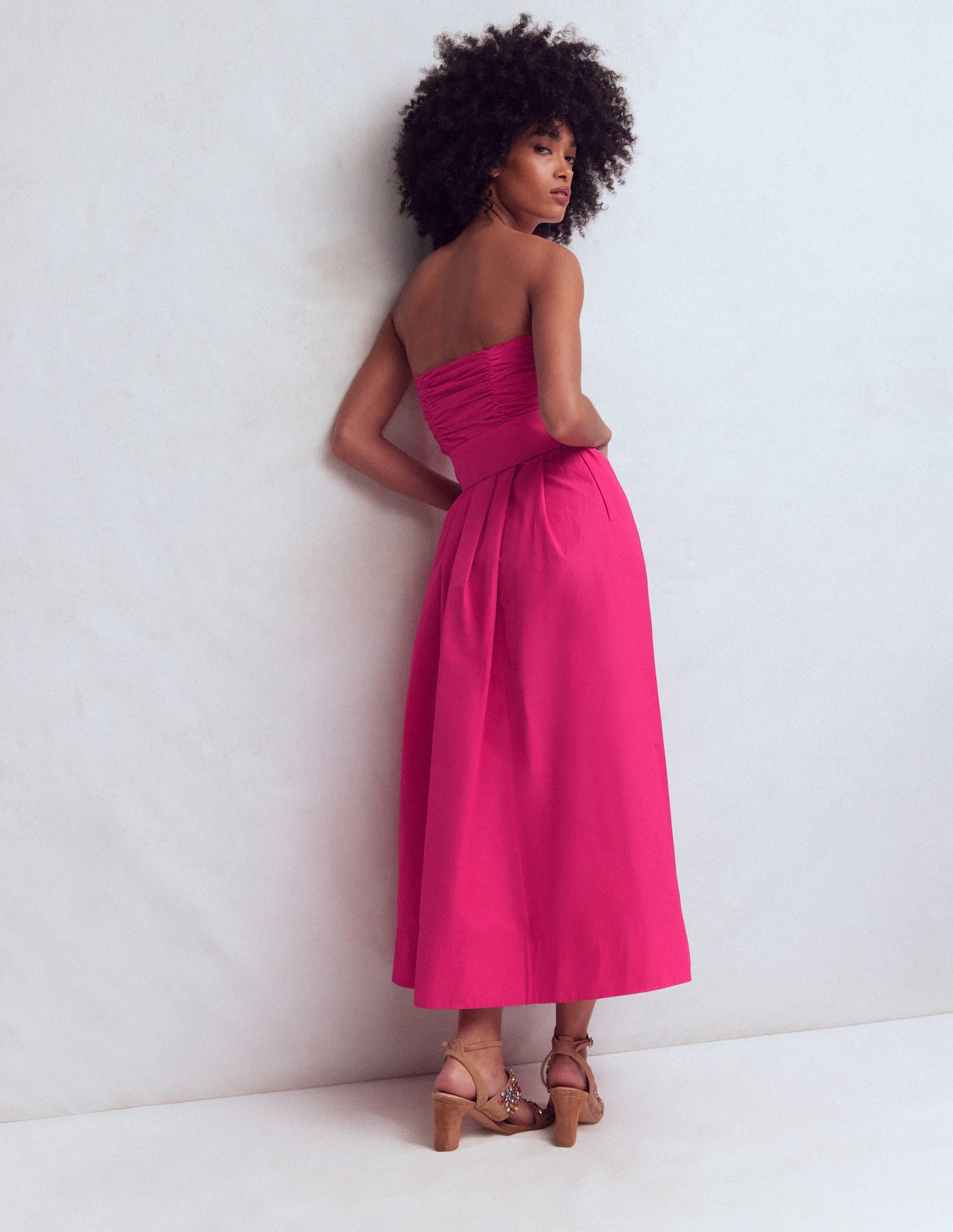 Strapless Taffeta Dress-Bright Pink - Image 3