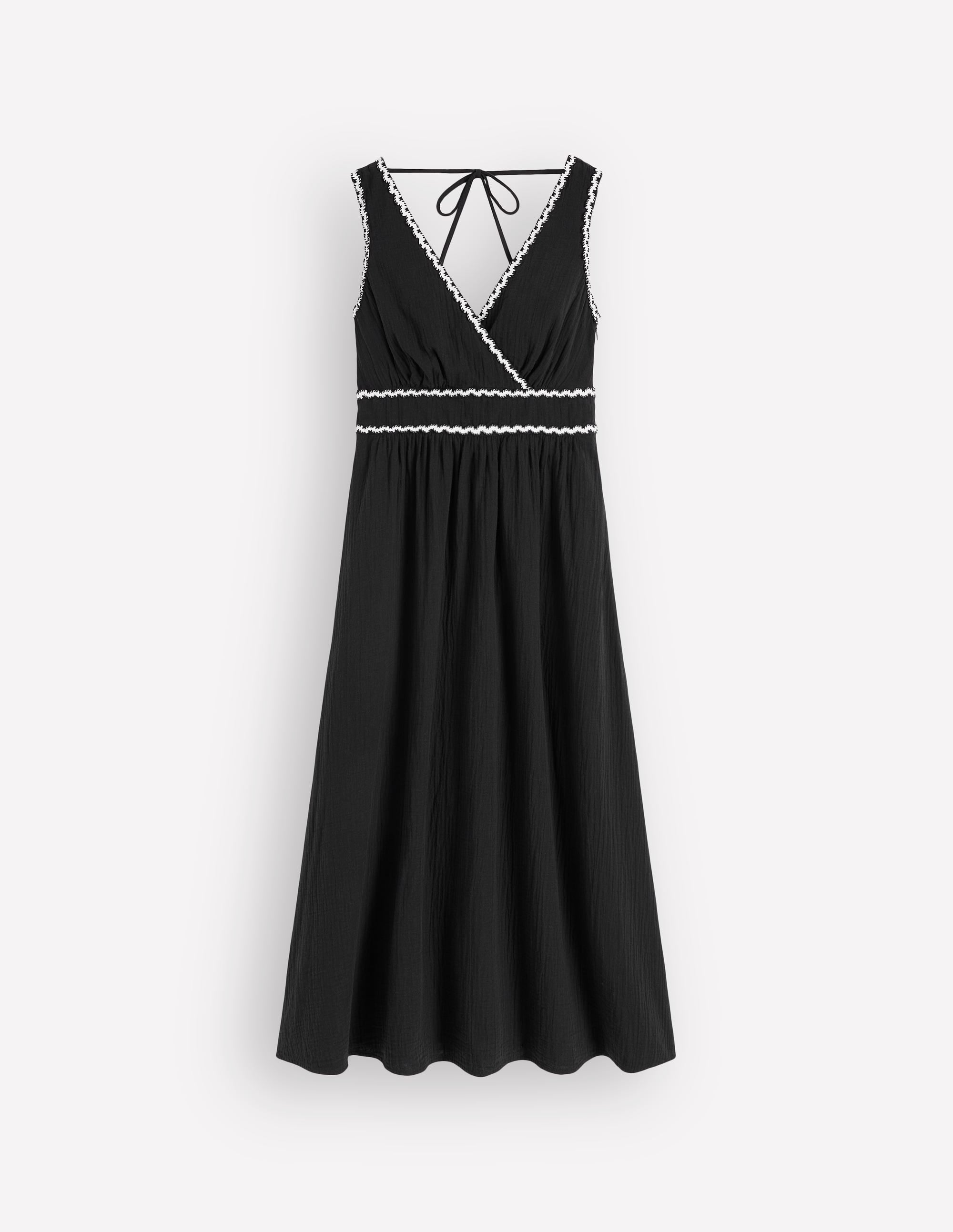 Lorna Trim Double Cloth Dress-Black Ivory - Image 6