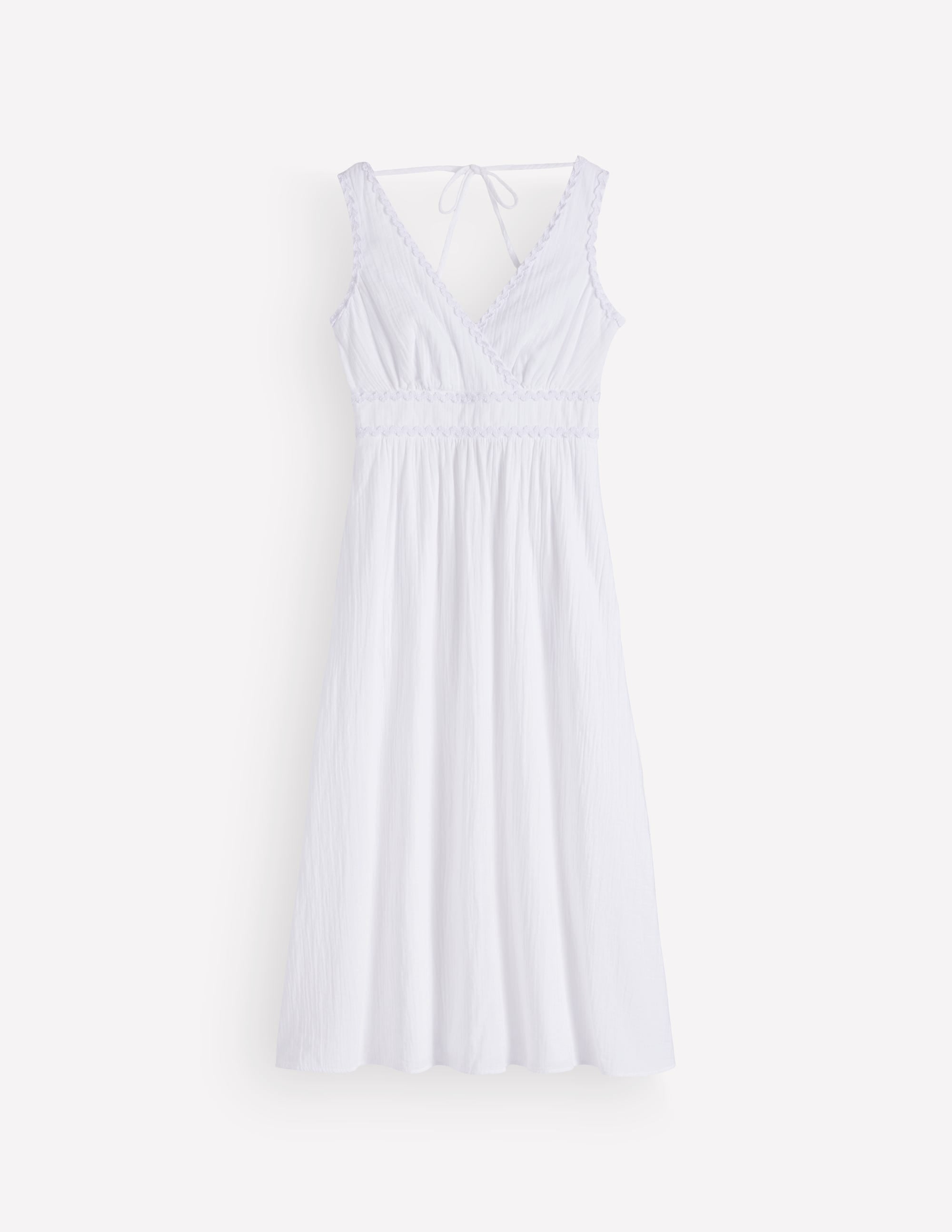 Lorna Trim Double Cloth Dress-White - Image 8