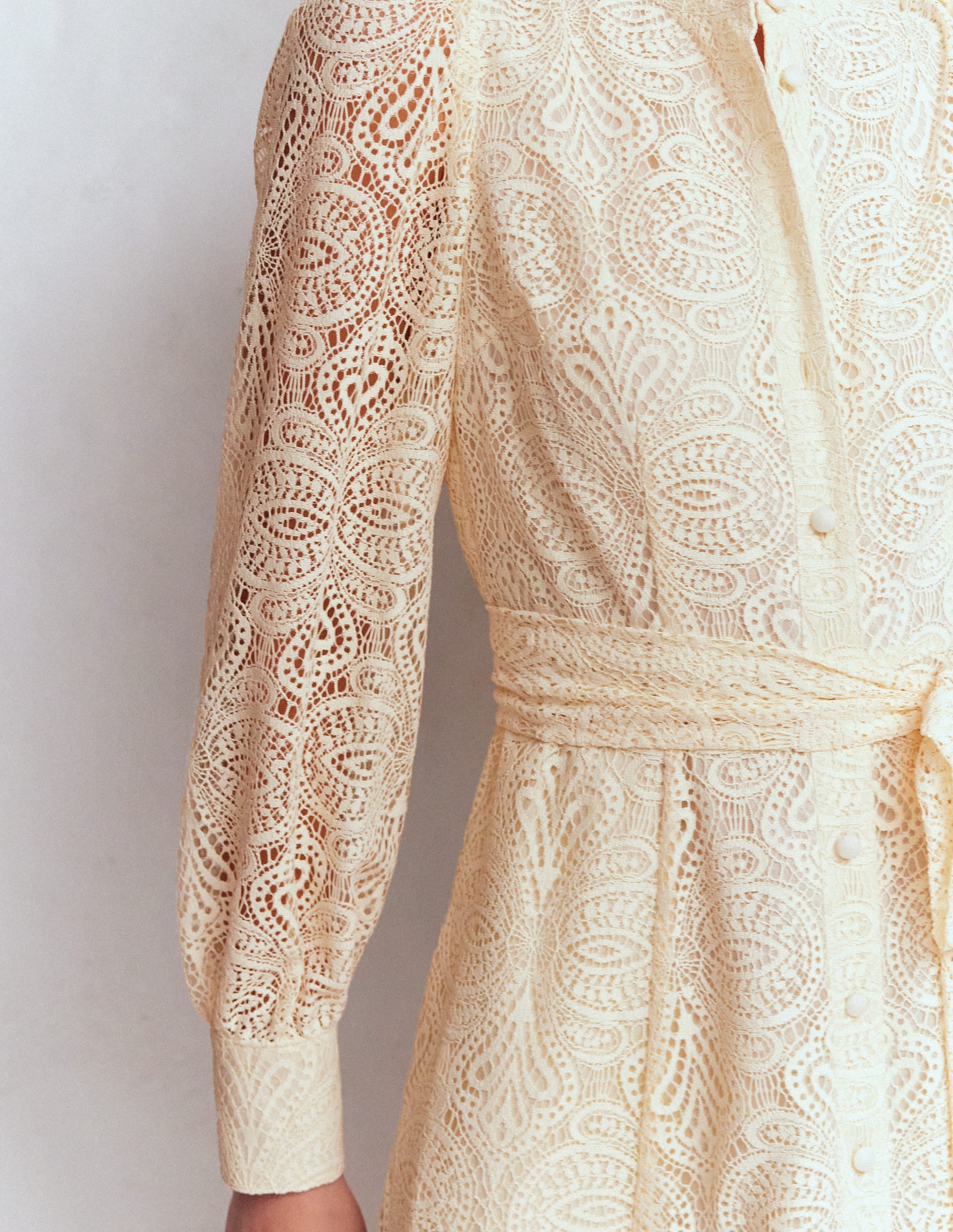 Blouson Sleeve Lace Dress-Ivory Lace - Image 2
