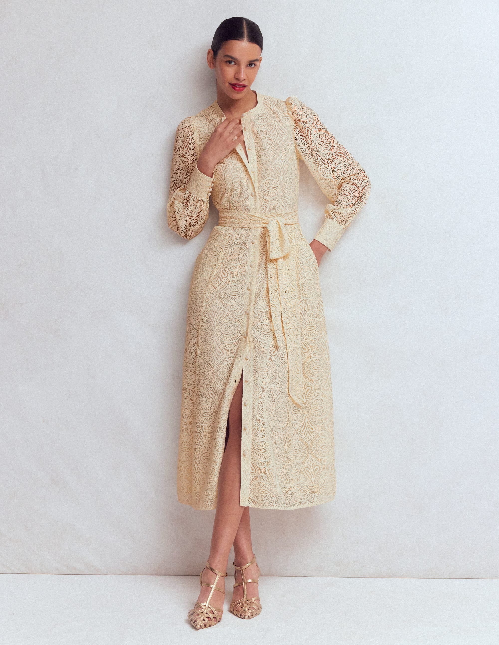 Blouson Sleeve Lace Dress-Ivory Lace - Image 4