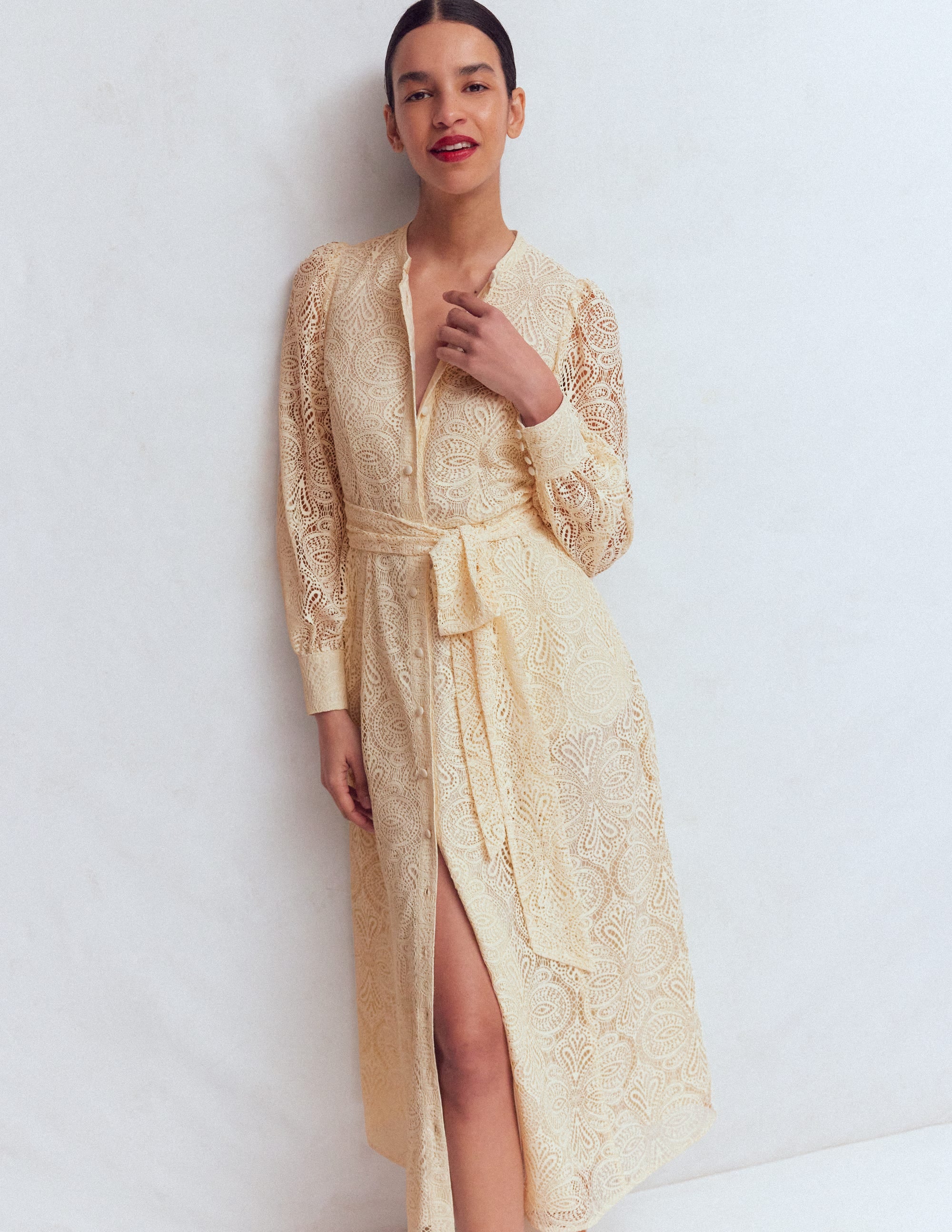 Blouson Sleeve Lace Dress-Ivory Lace - Image 5