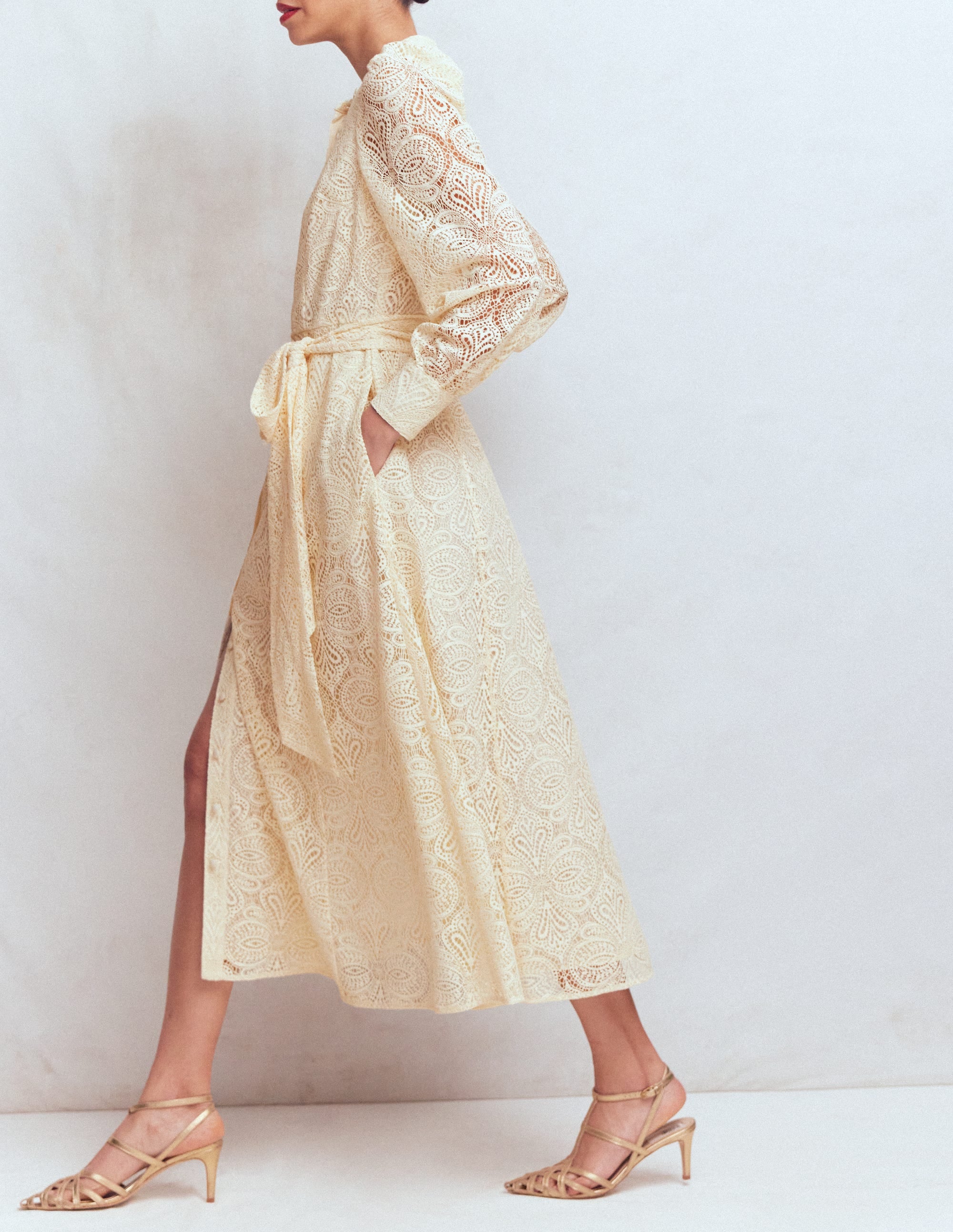 Blouson Sleeve Lace Dress-Ivory Lace - Image 6